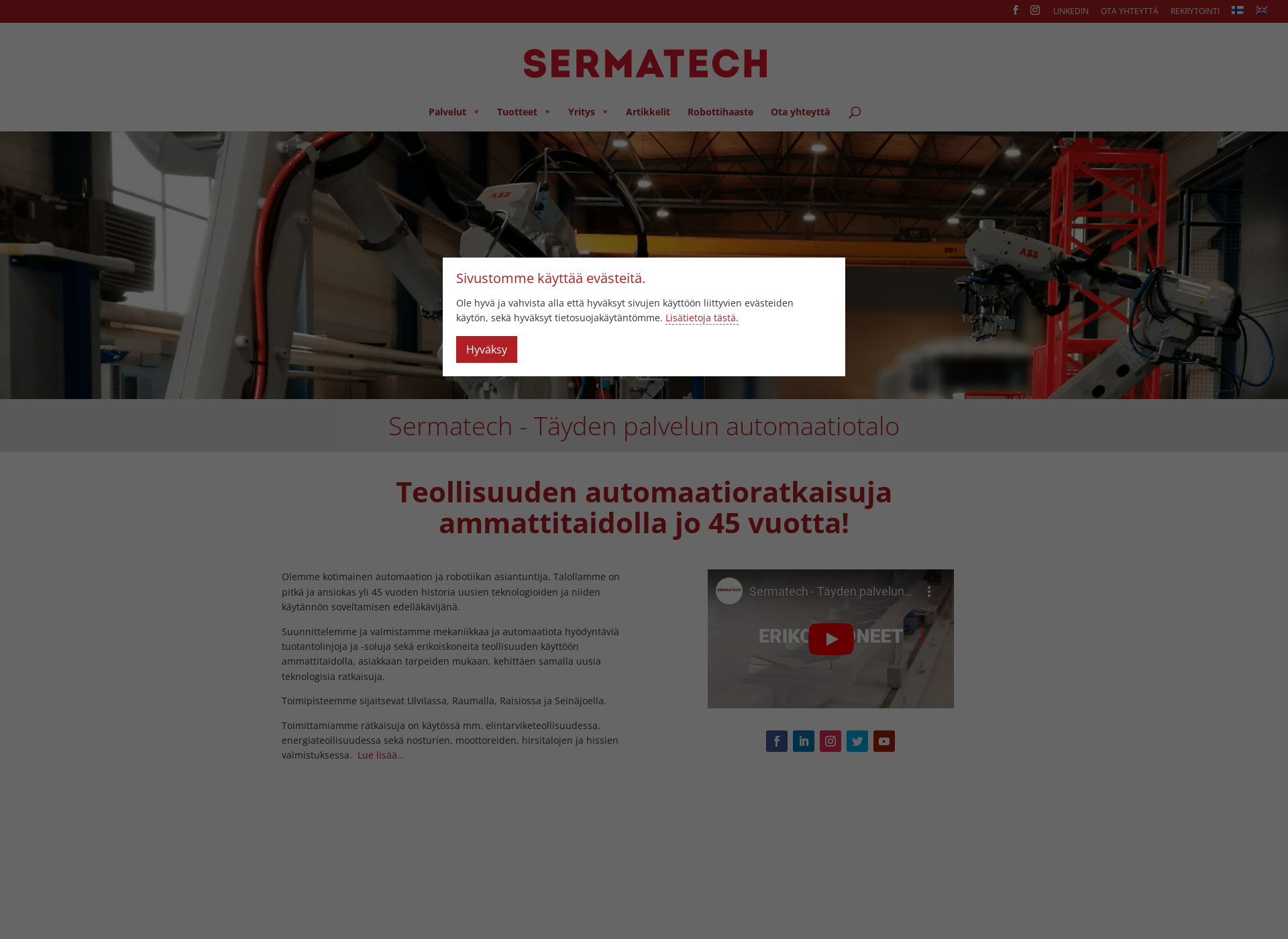 Skärmdump för sermatech.fi