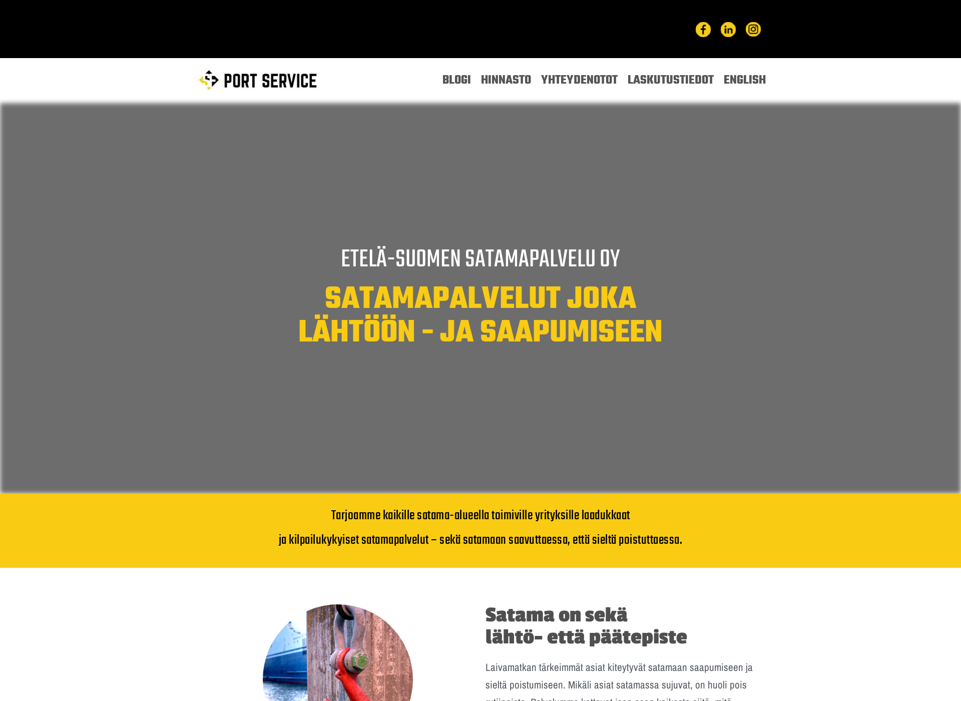 Skärmdump för sfportservice.fi