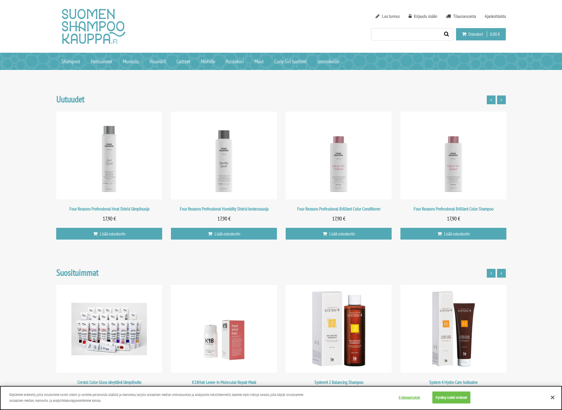 Skärmdump för shampookauppa.fi