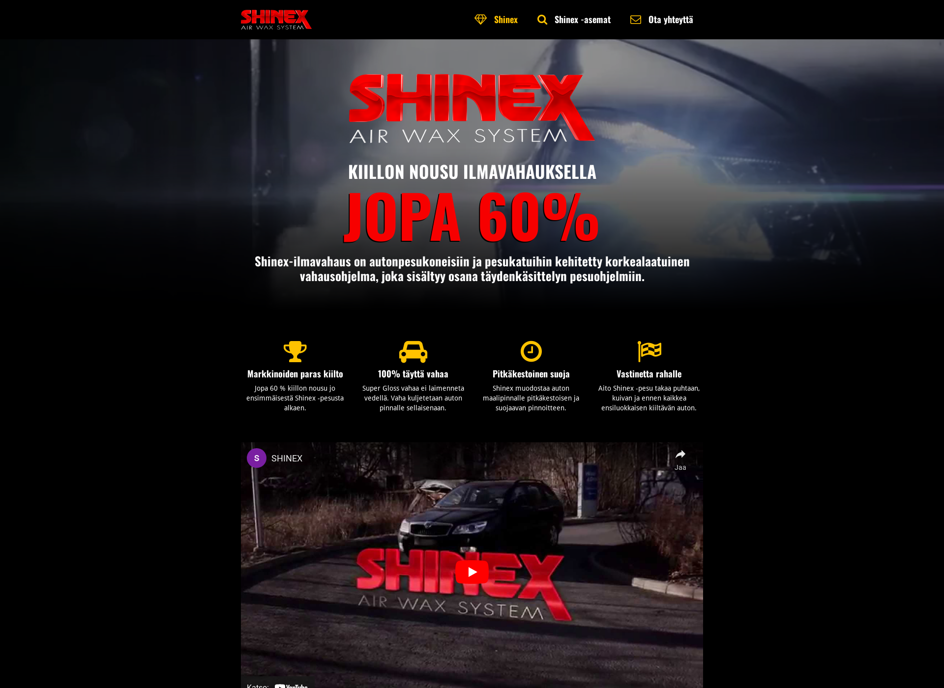 Skärmdump för shinex.fi