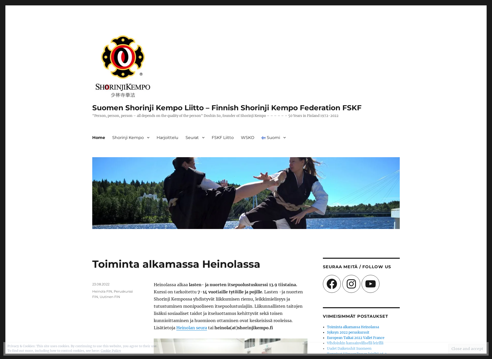 Skärmdump för shorinjikempo.fi