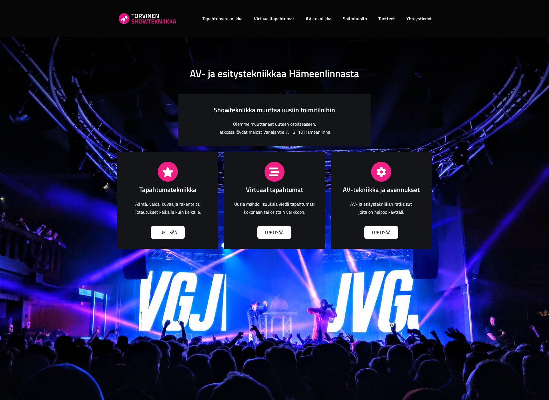 Skärmdump för showtekniikka.fi