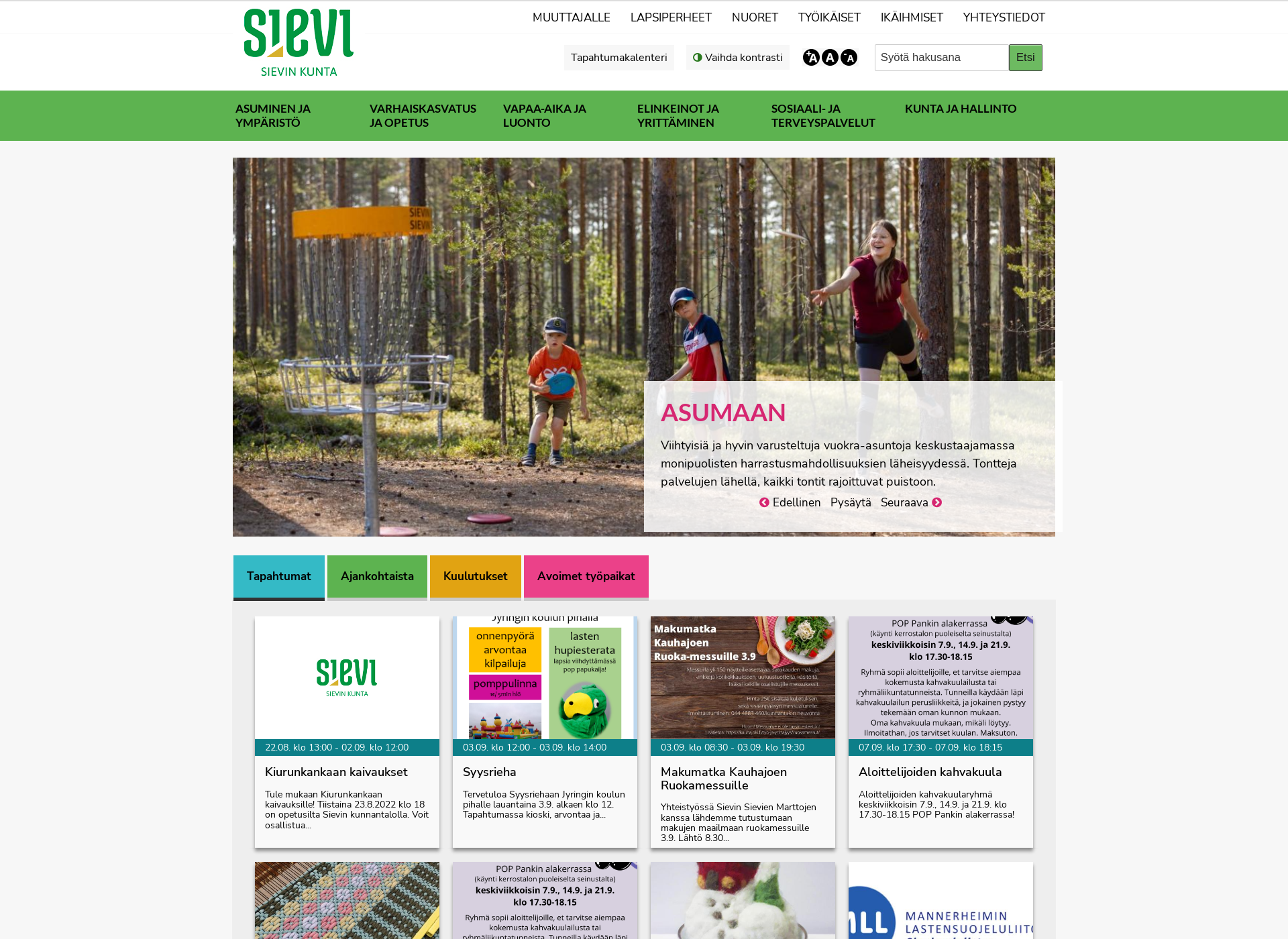 Skärmdump för sievi.fi