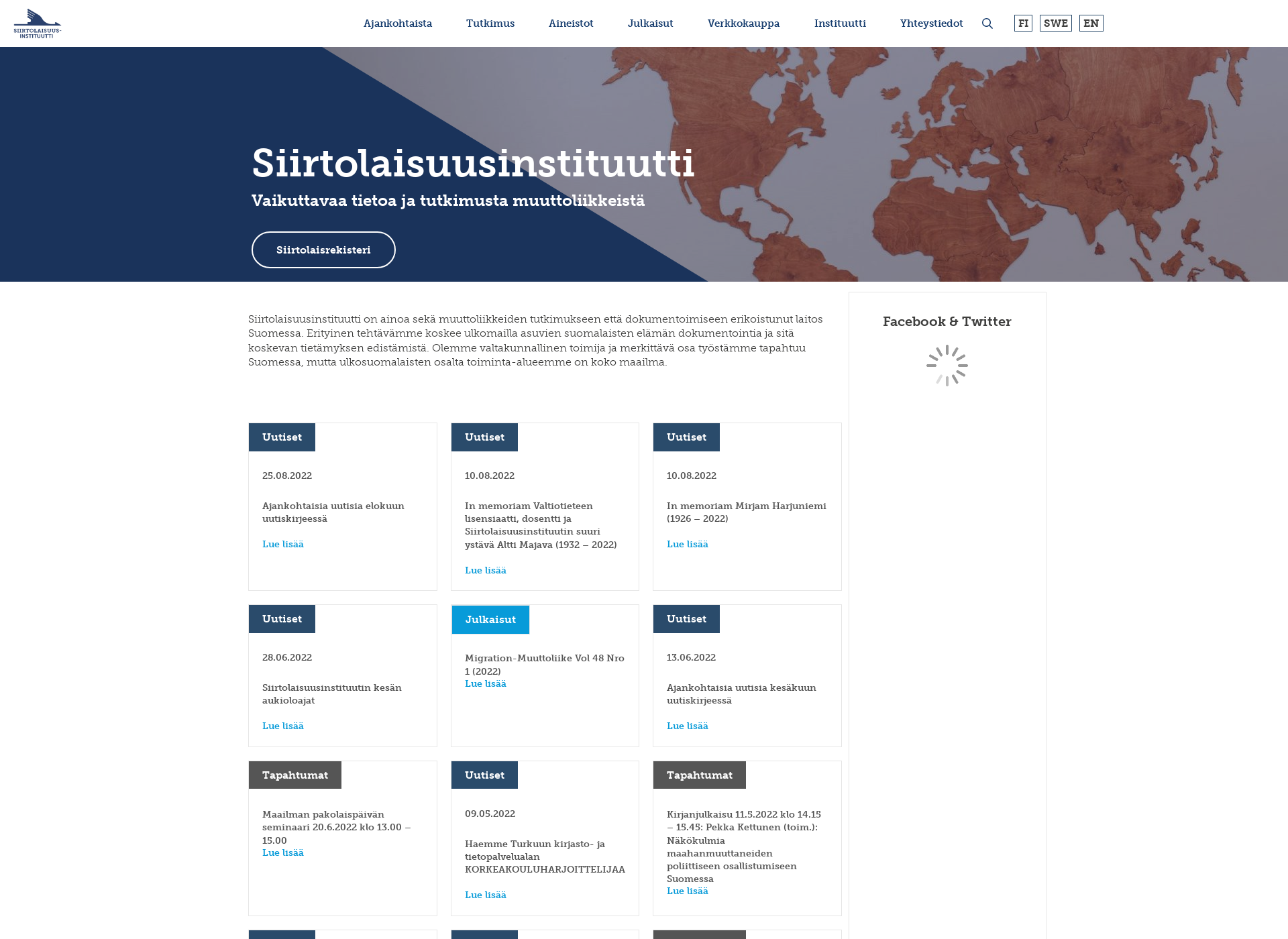 Screenshot for siirtolaisuusinstituutti.fi