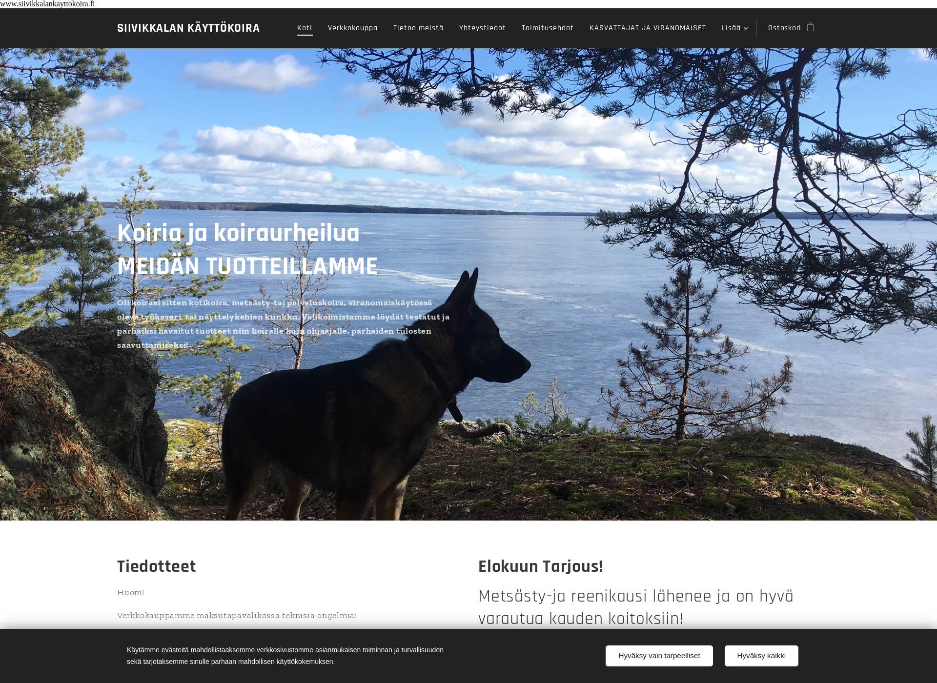 Screenshot for siivikkalankäyttökoira.fi