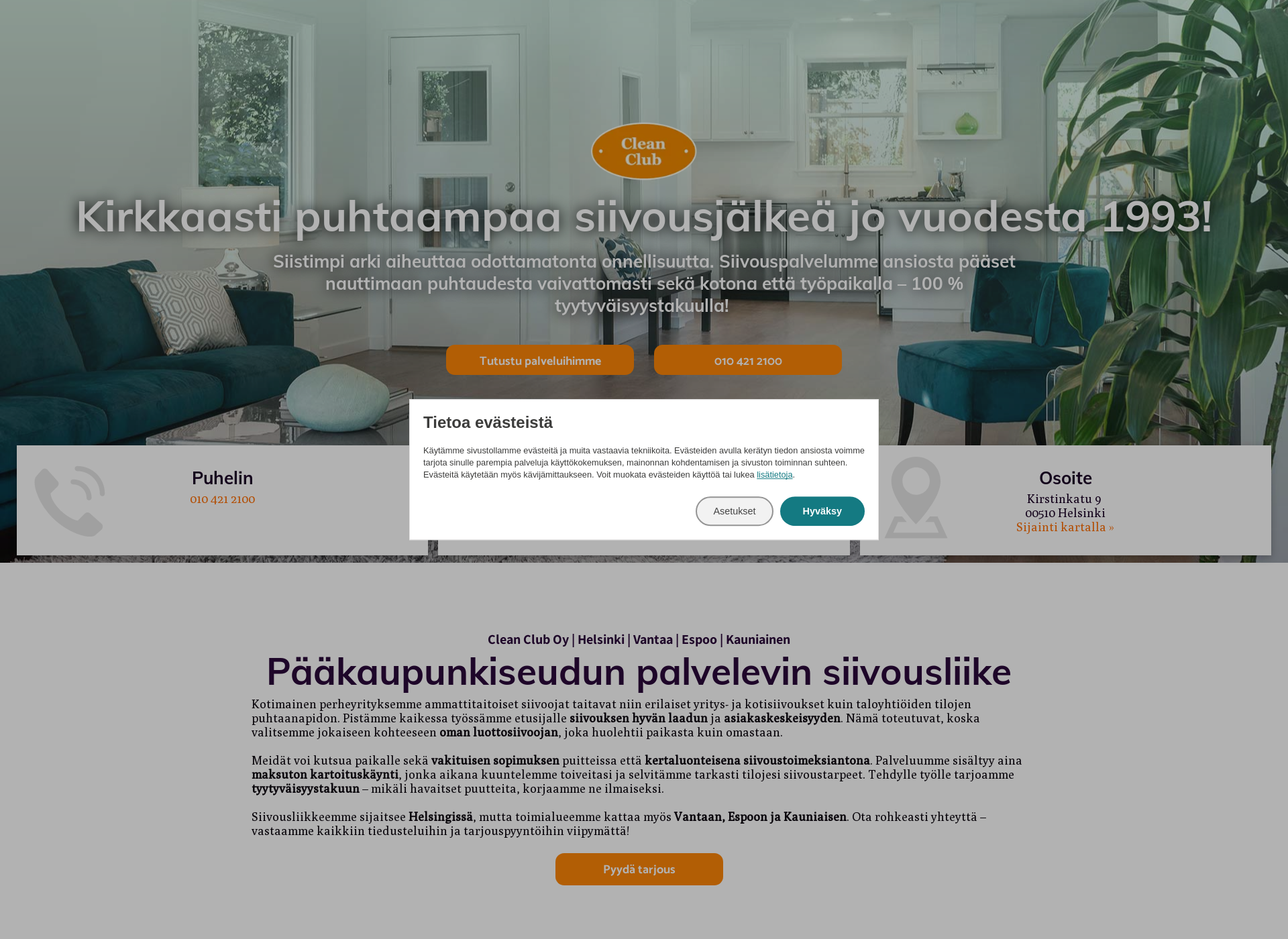 Screenshot for siivousliikehelsinki.fi