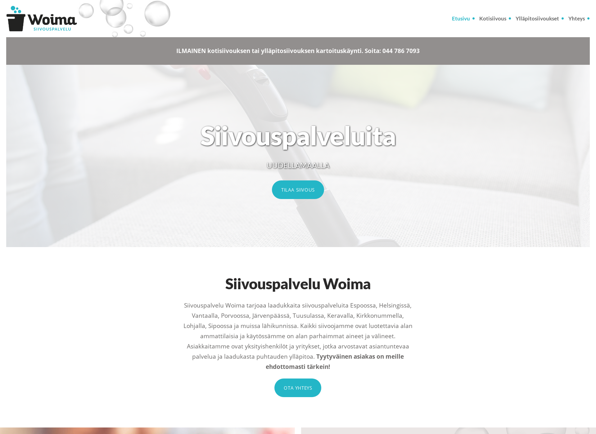 Skärmdump för siivouspalveluwoima.fi