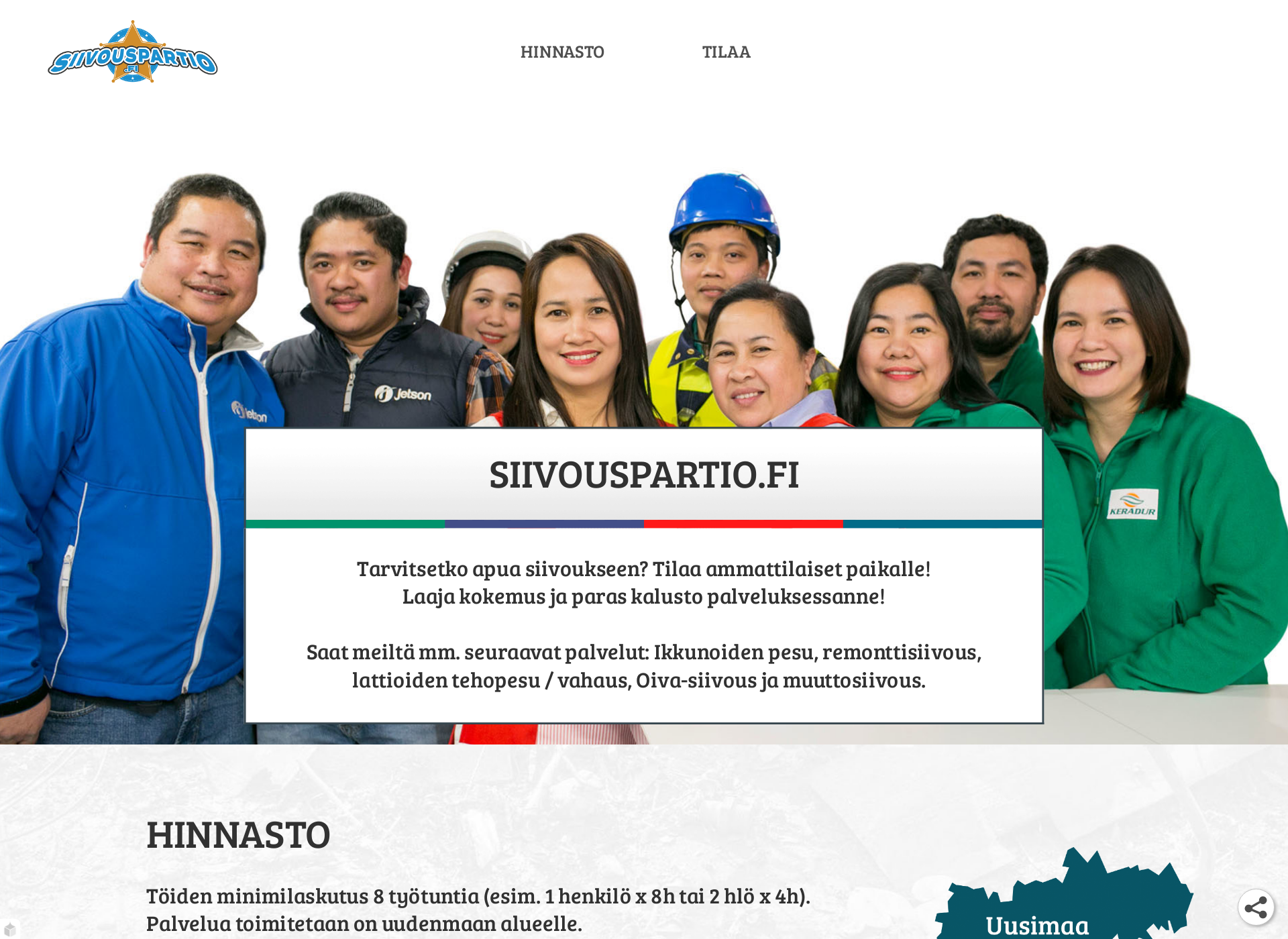 Screenshot for siivouspartio.fi