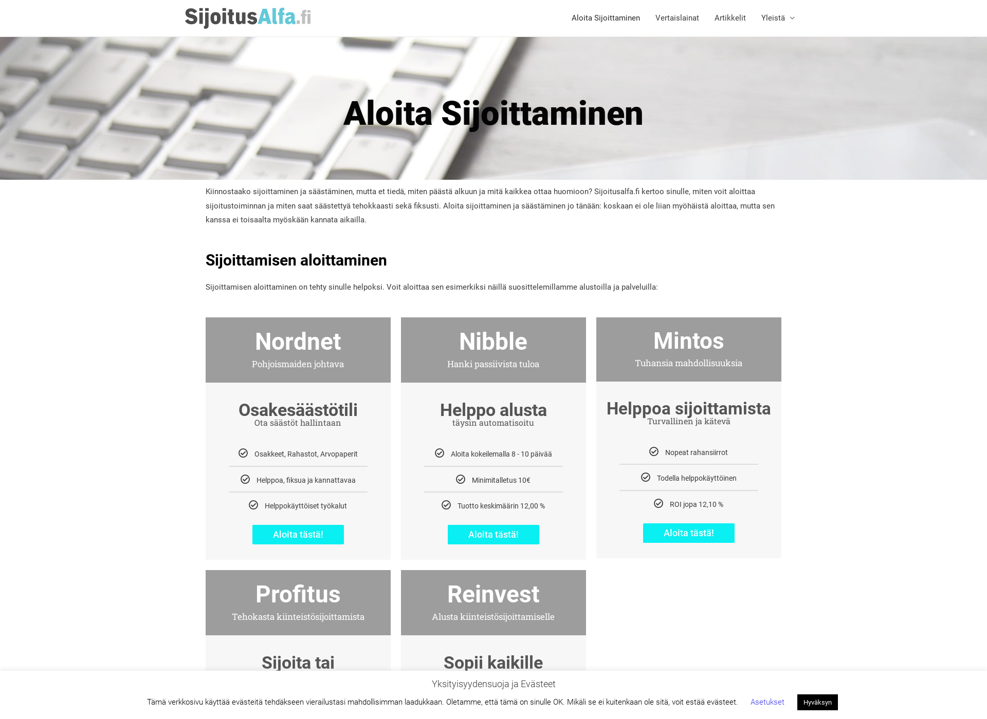 Skärmdump för sijoitusalfa.fi