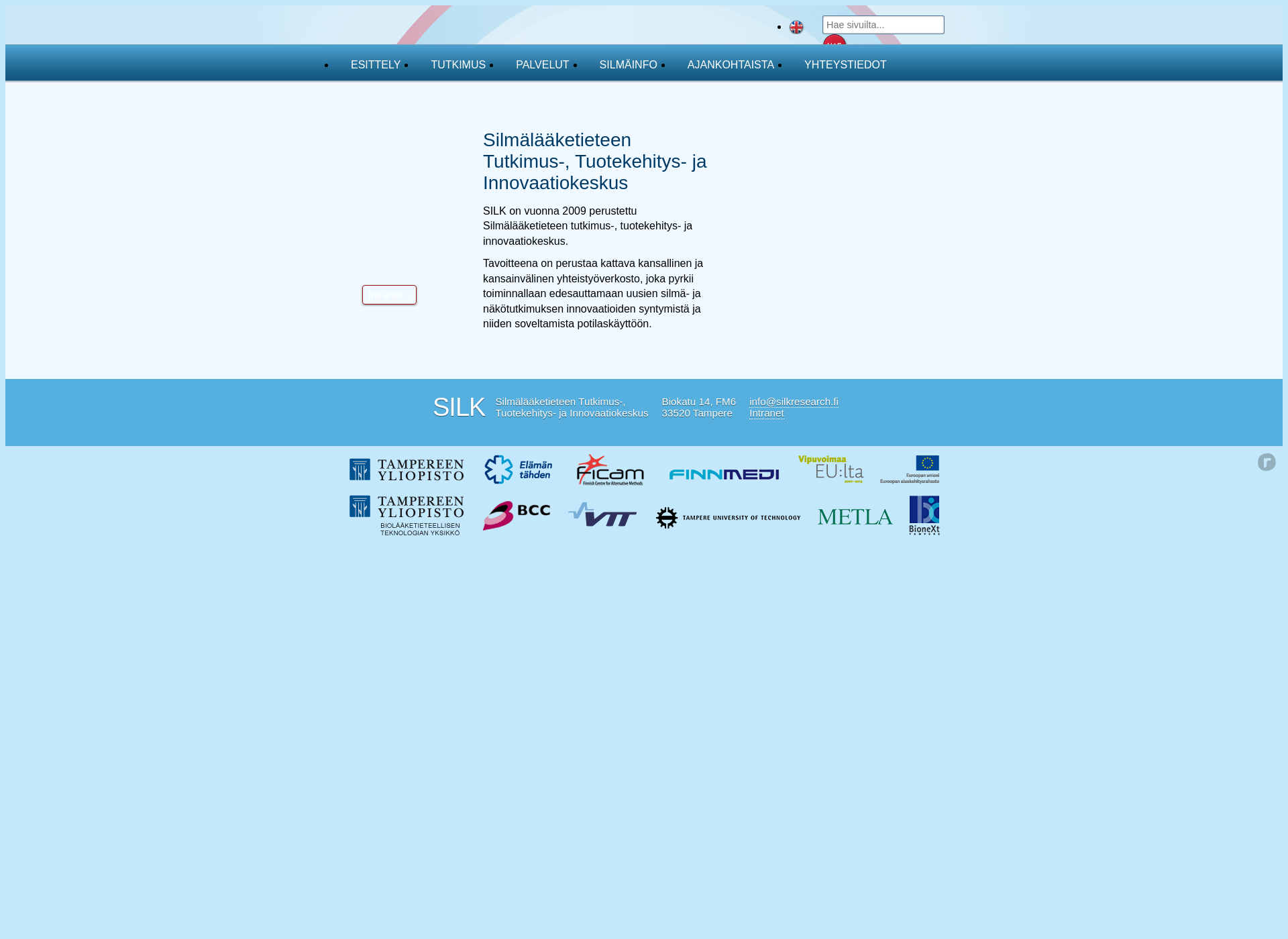 Skärmdump för silkresearch.fi