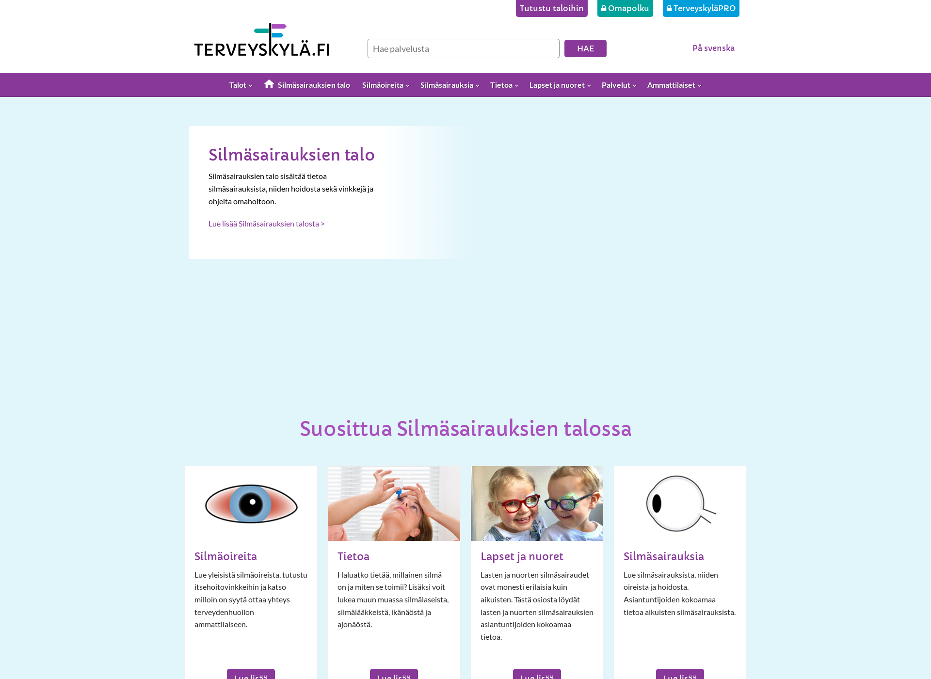 Skärmdump för silmasairaudet.fi