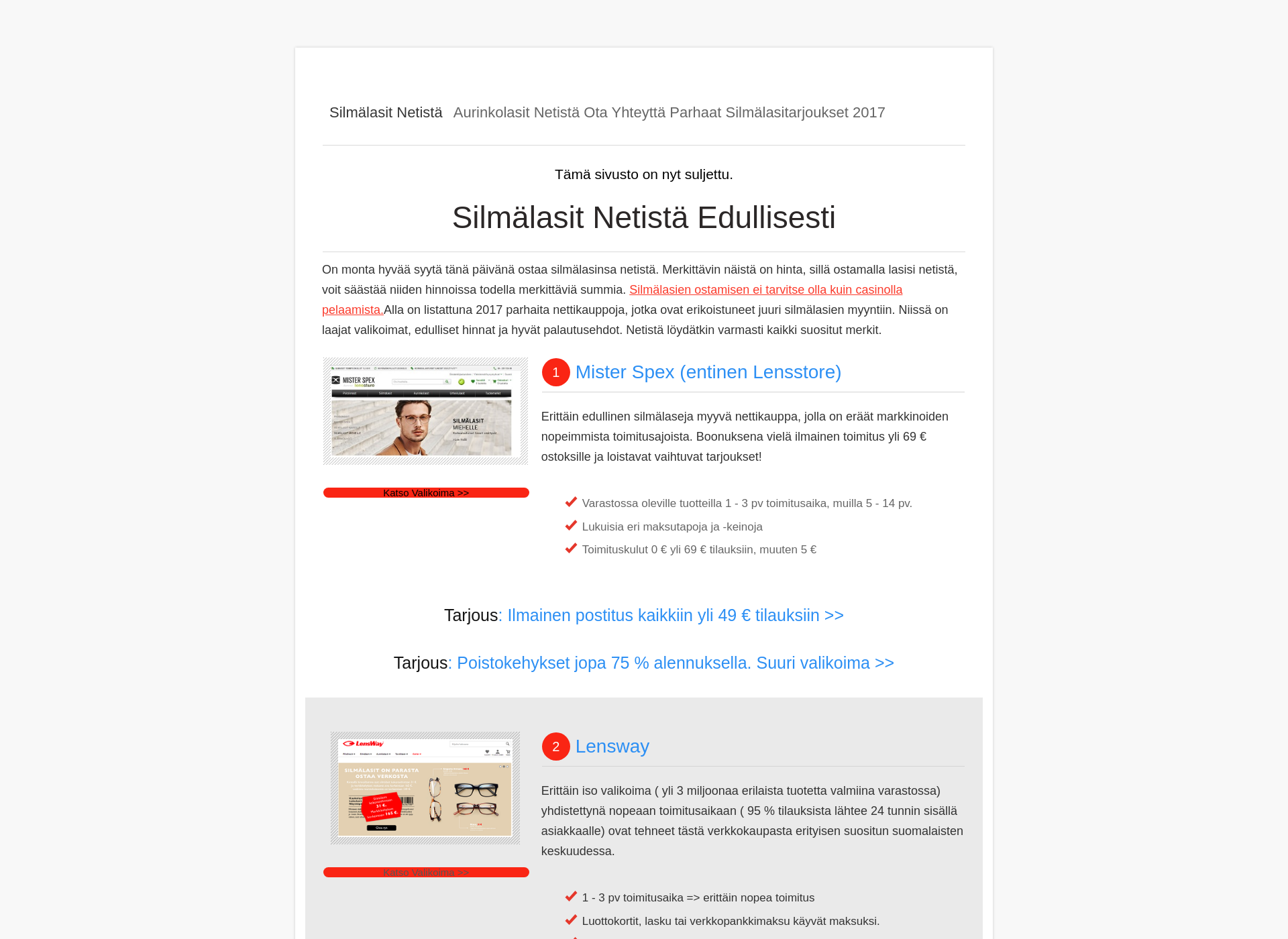 Screenshot for silmälasitnetistä.fi