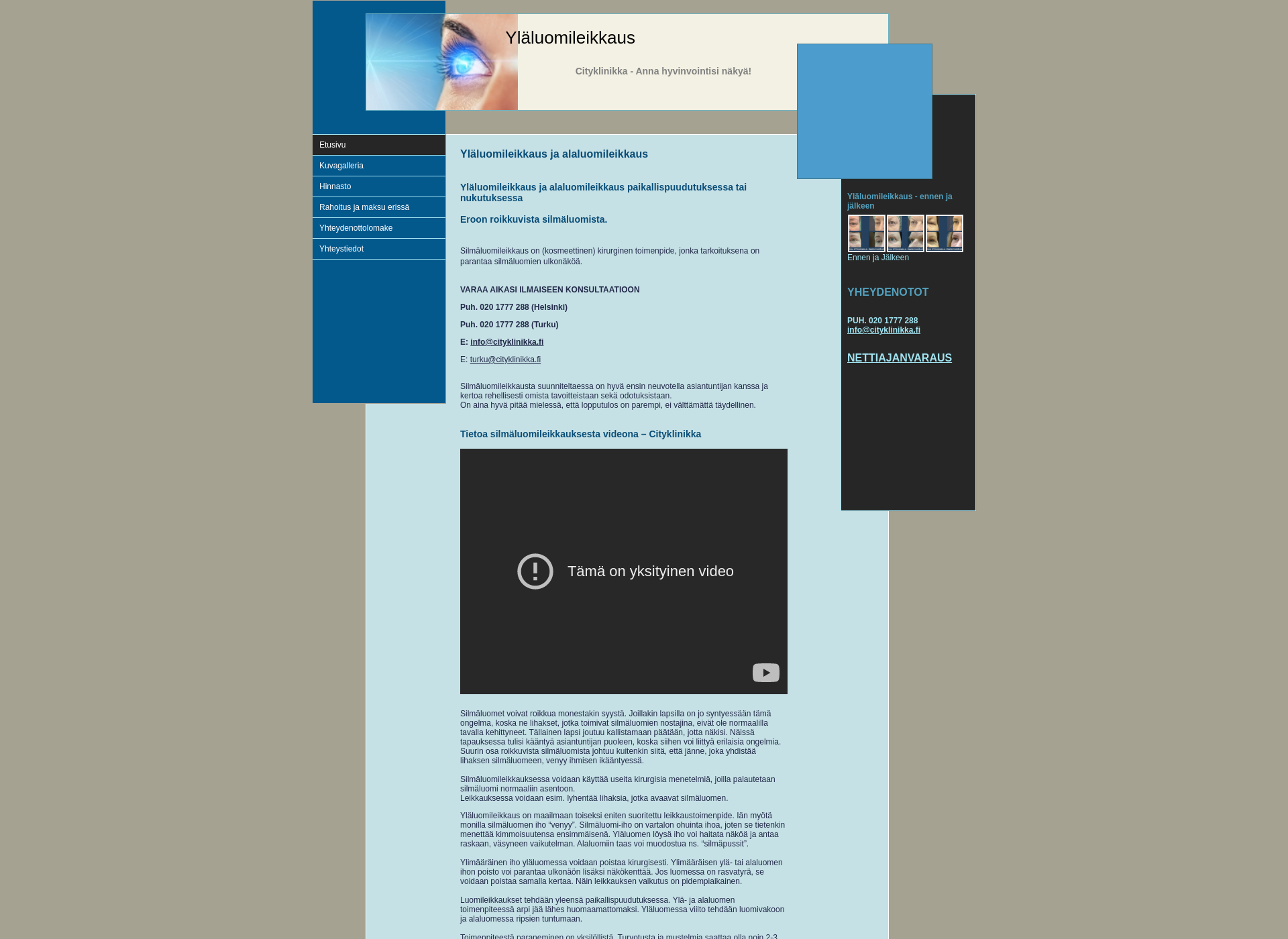 Screenshot for silmäluomileikkaus.fi