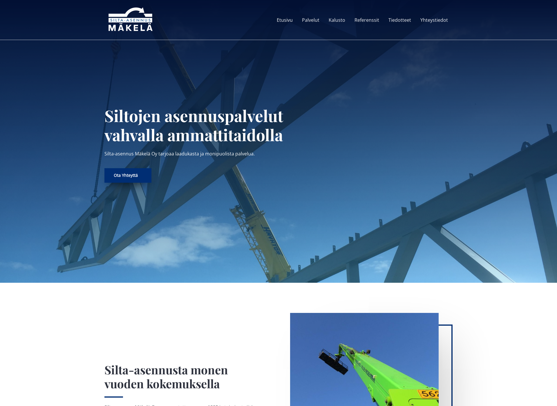 Skärmdump för silta-asennus.fi