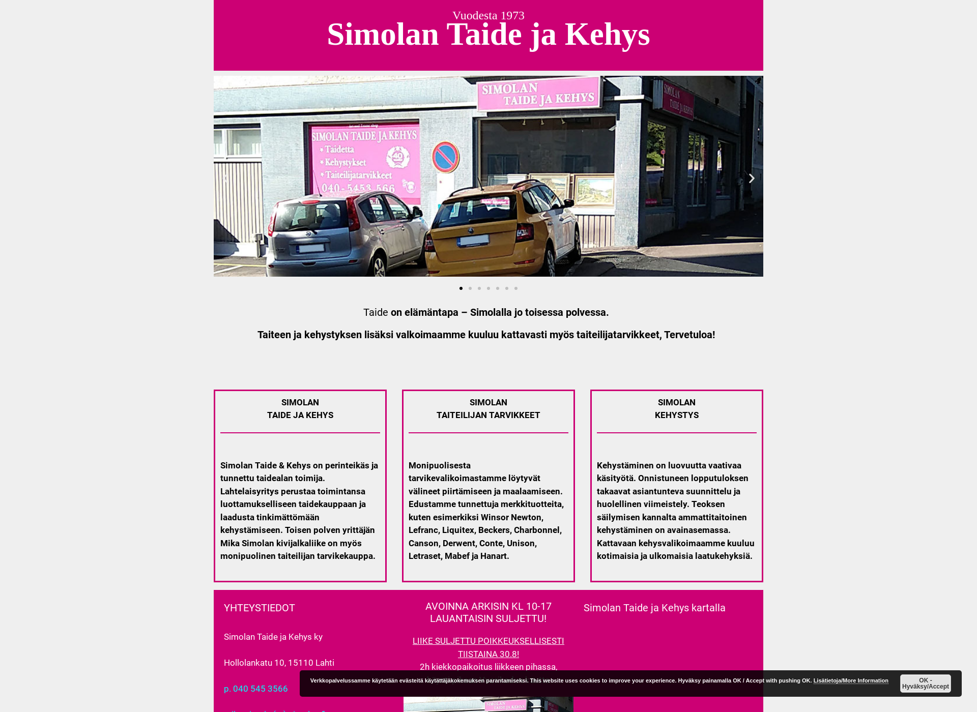 Skärmdump för simolan.fi