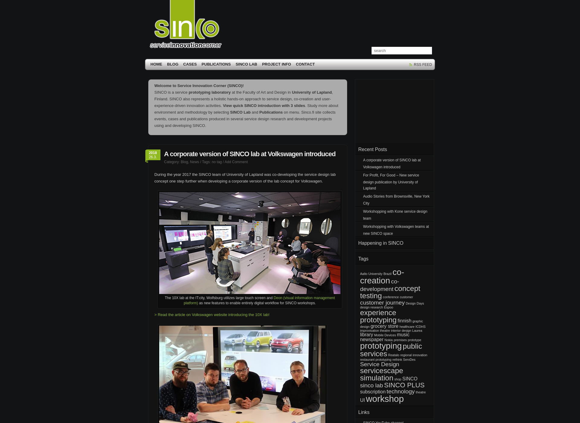 Skärmdump för sinco.fi