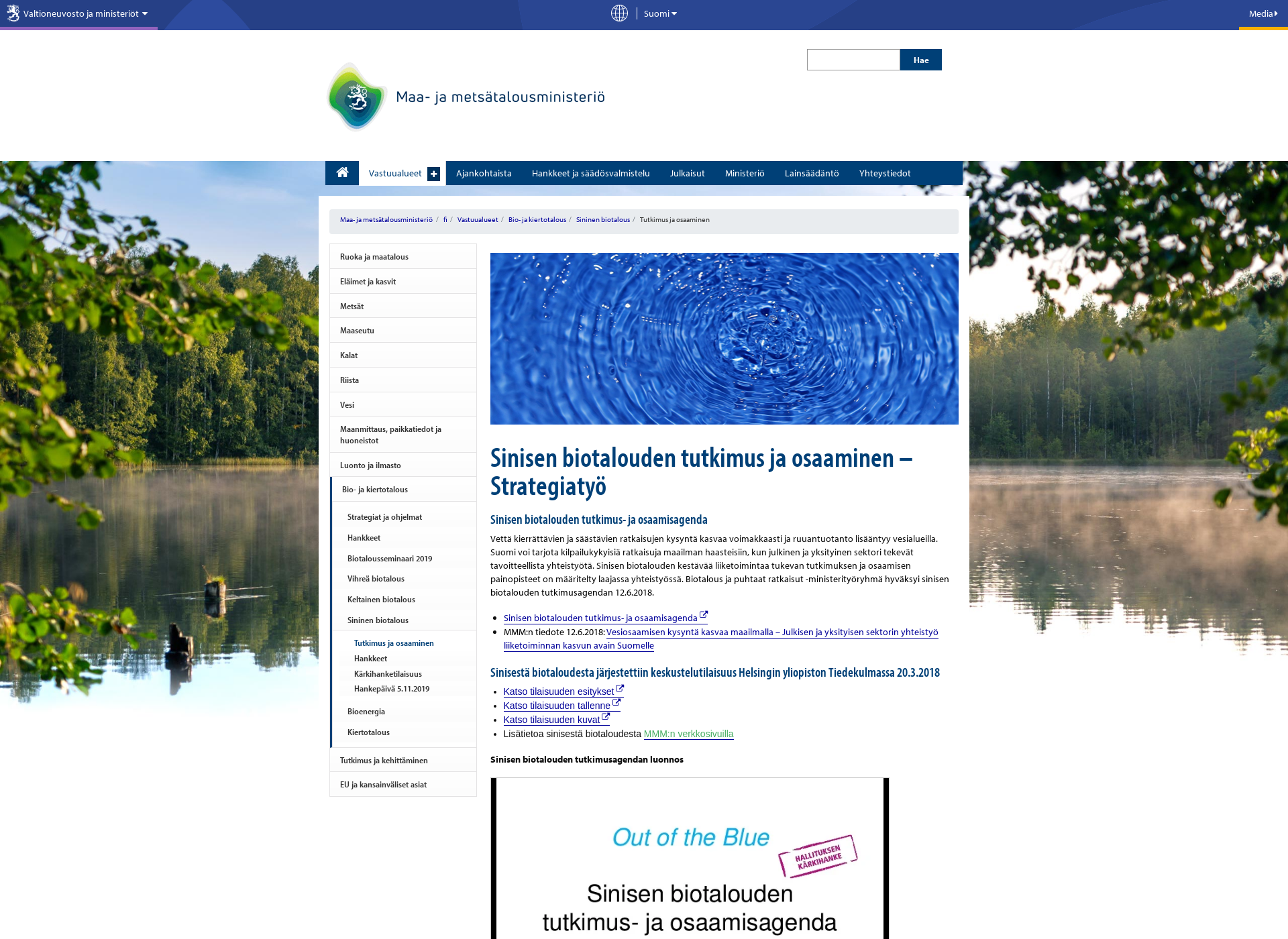 Skärmdump för sininenbiotalous.fi