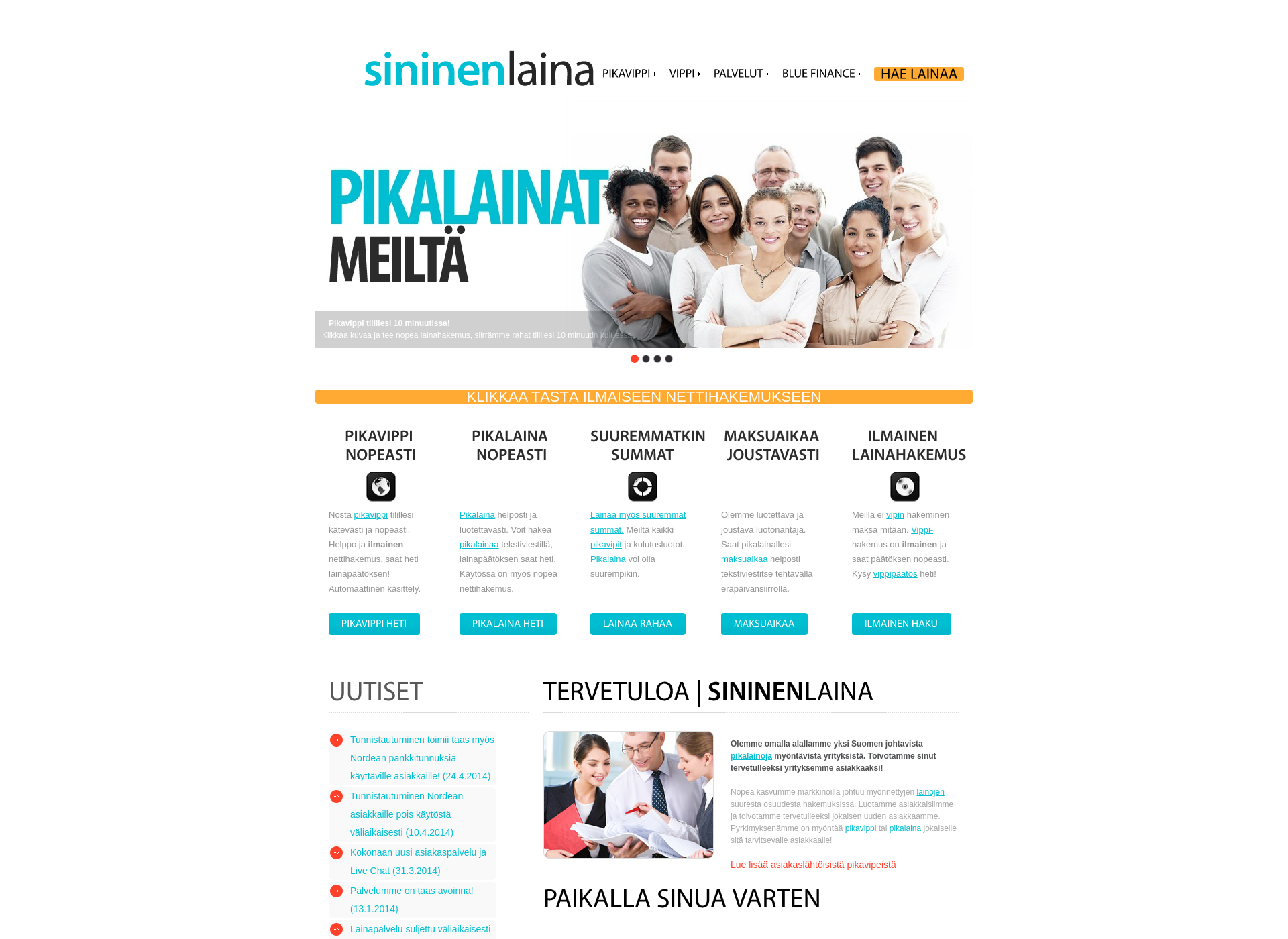 Screenshot for sininenlaina.fi