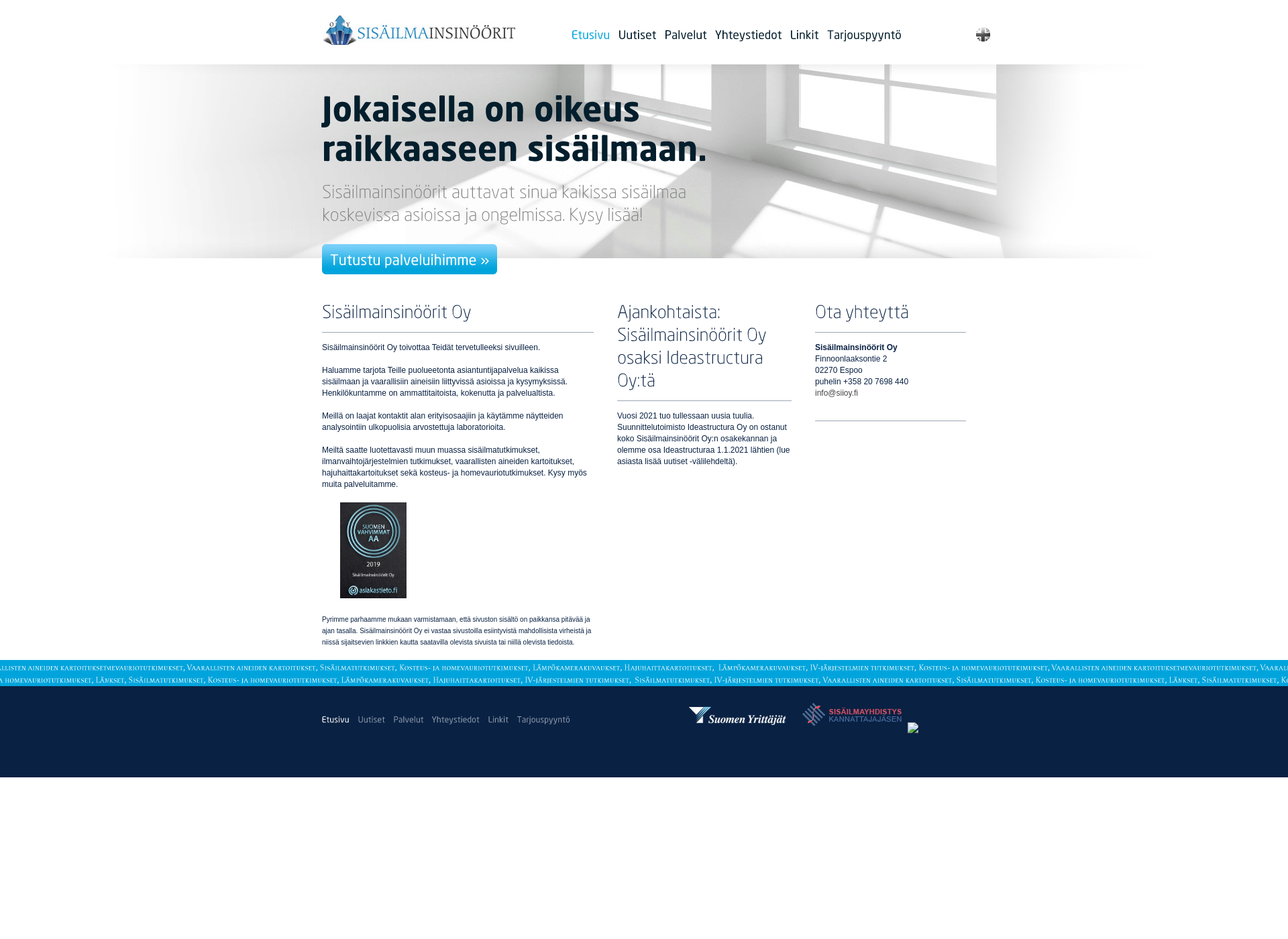 Skärmdump för sisailmainsinoori.fi