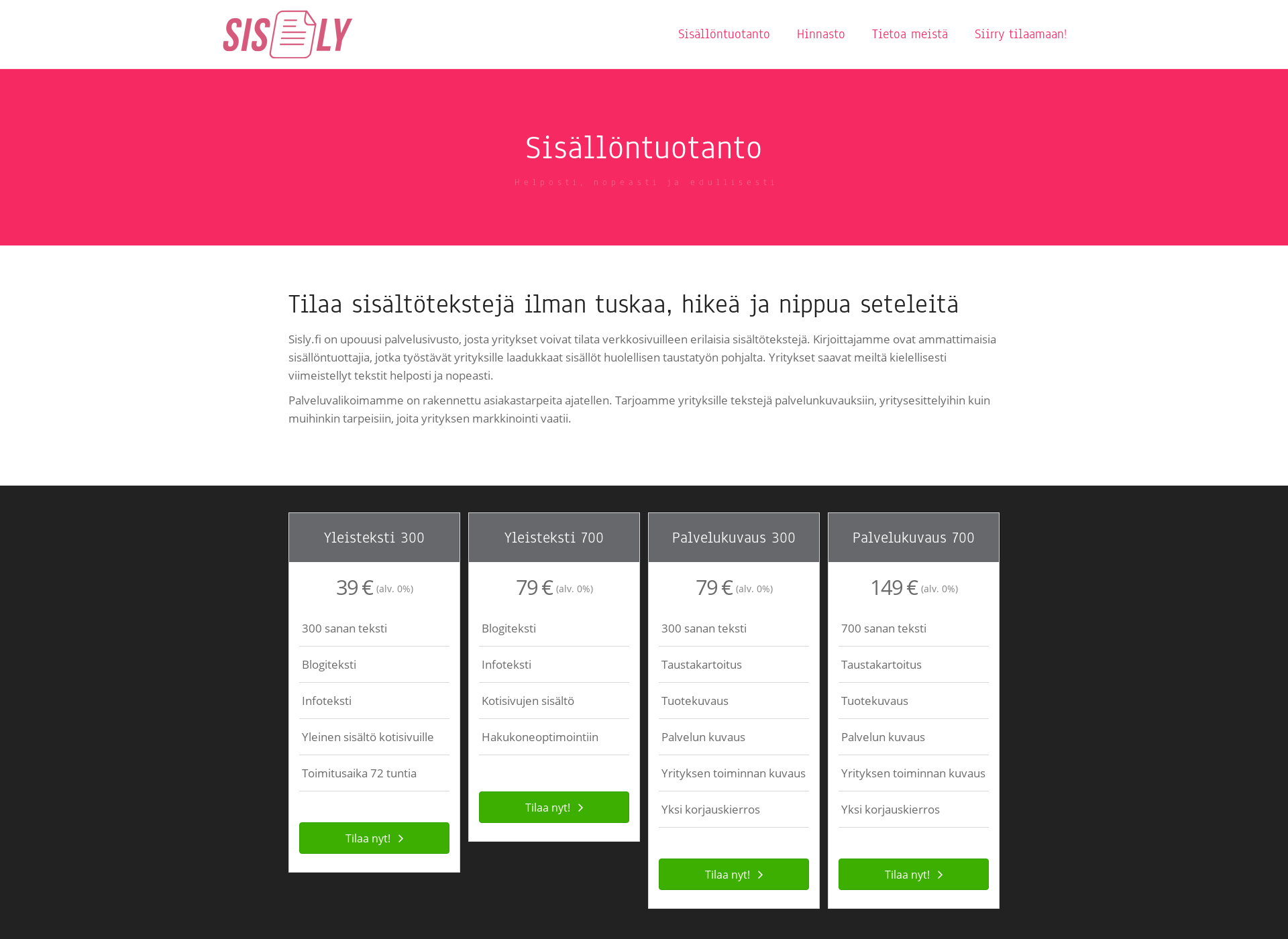 Skärmdump för sisly.fi