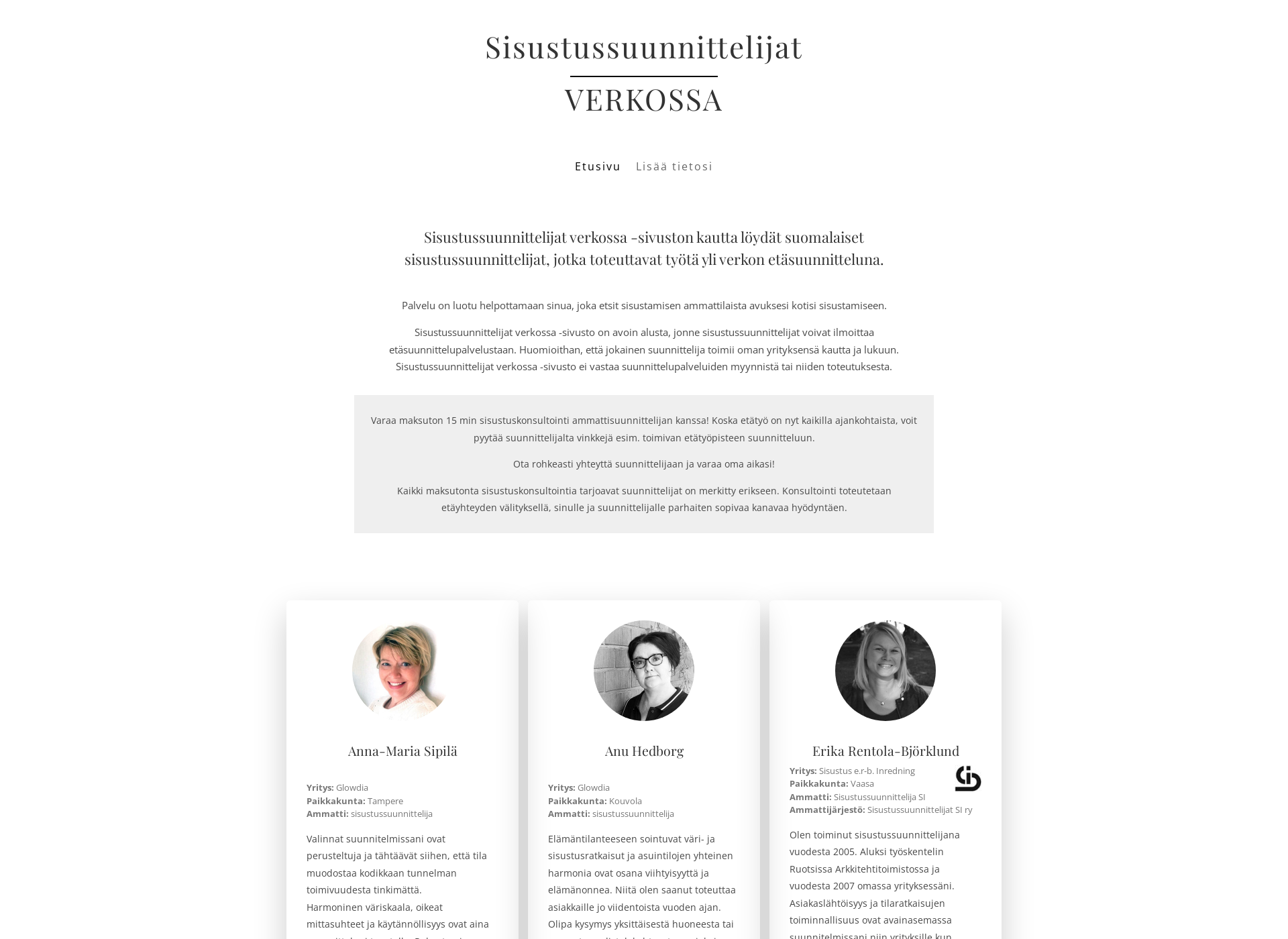 Screenshot for sisustussuunnittelijat-verkossa.fi