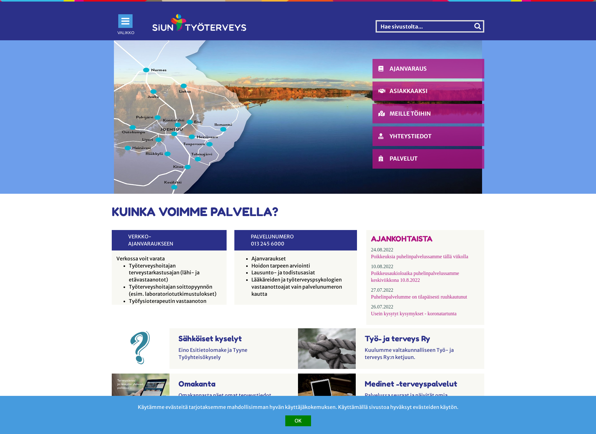 Skärmdump för siunsotetyoterveys.fi