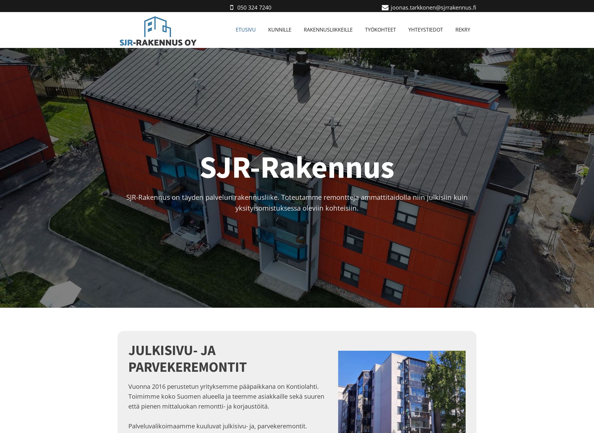 Screenshot for sjrrakennus.fi