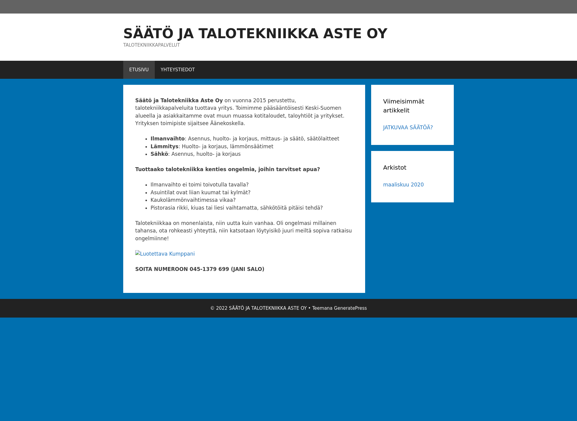 Skärmdump för sjta.fi