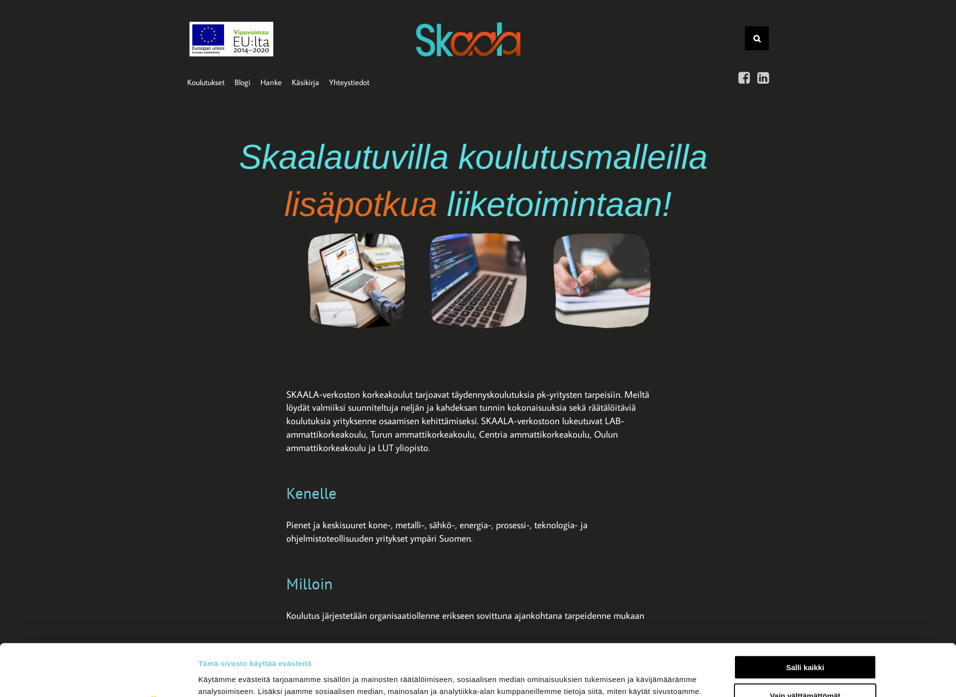 Skärmdump för skaala-koulutukset.fi