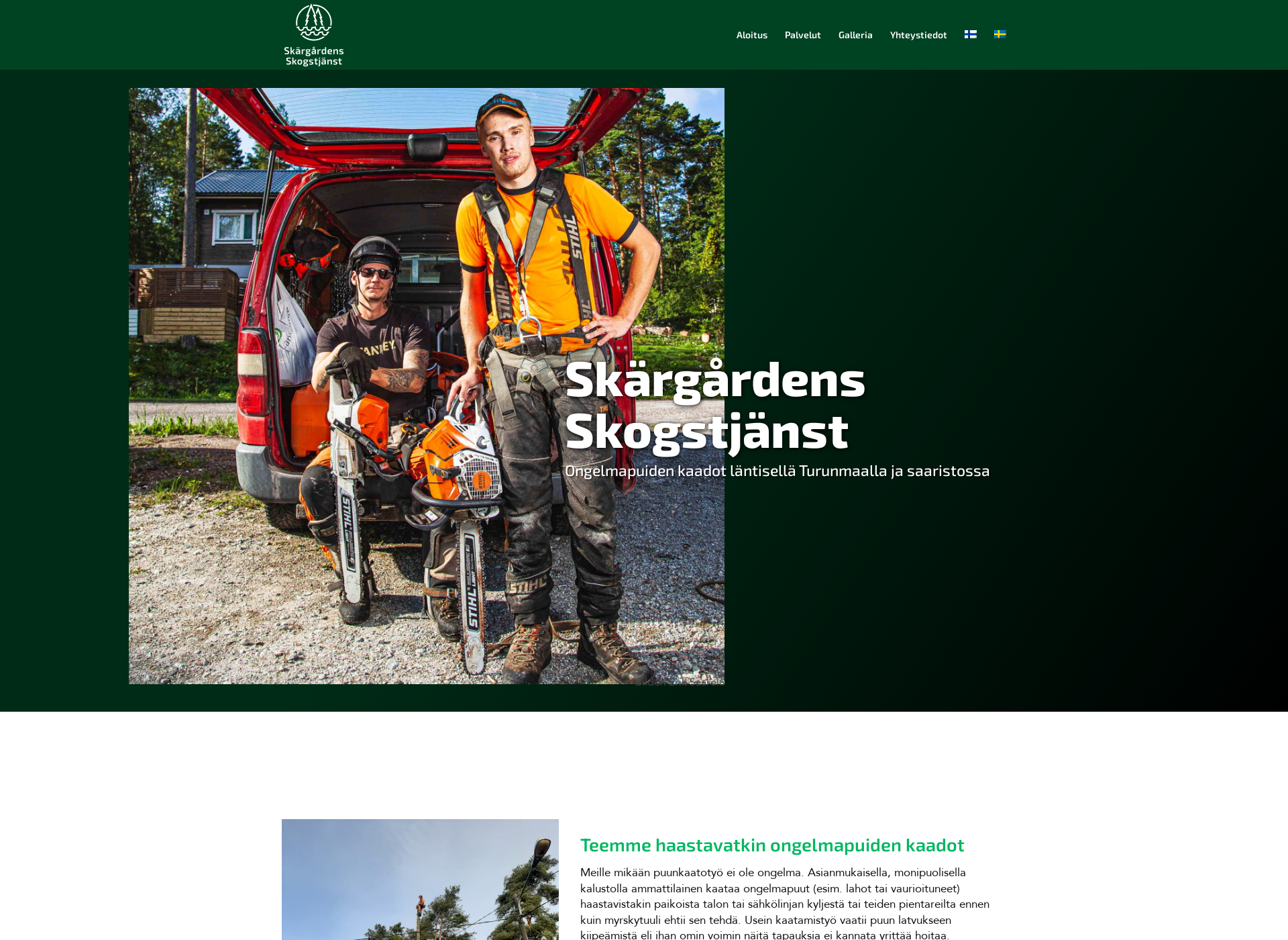 Skärmdump för skargardensskogstjanst.fi