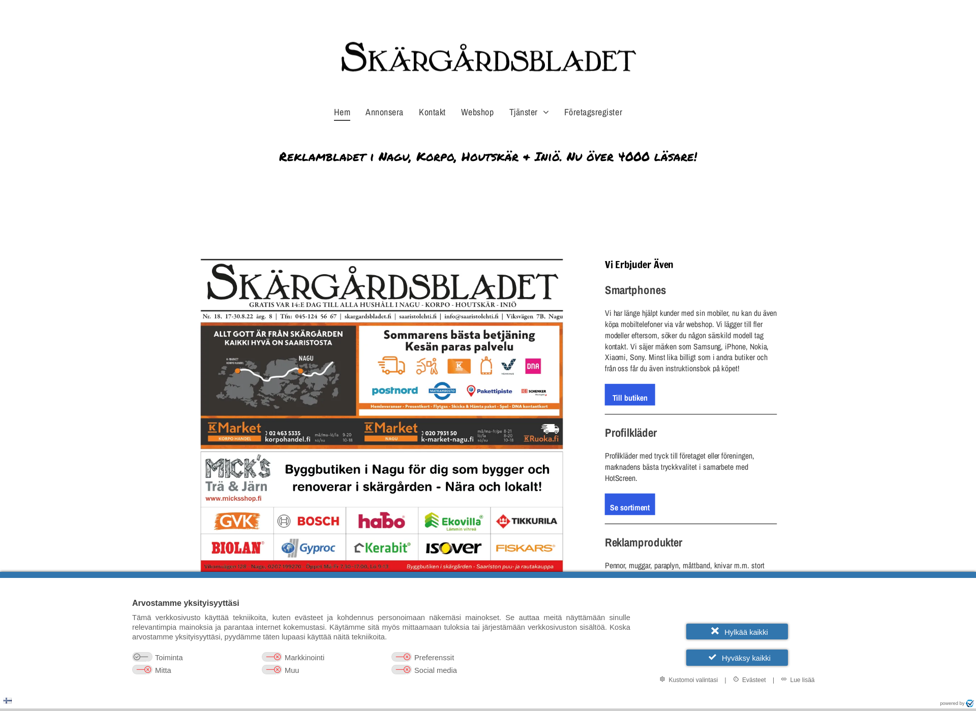 Screenshot for skargardsbladet.fi