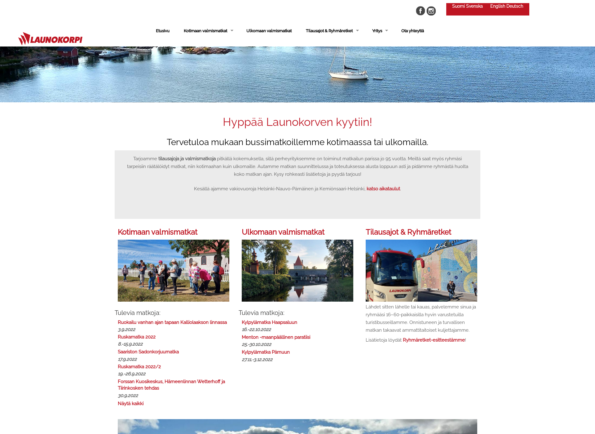 Skärmdump för skargardsresor.fi