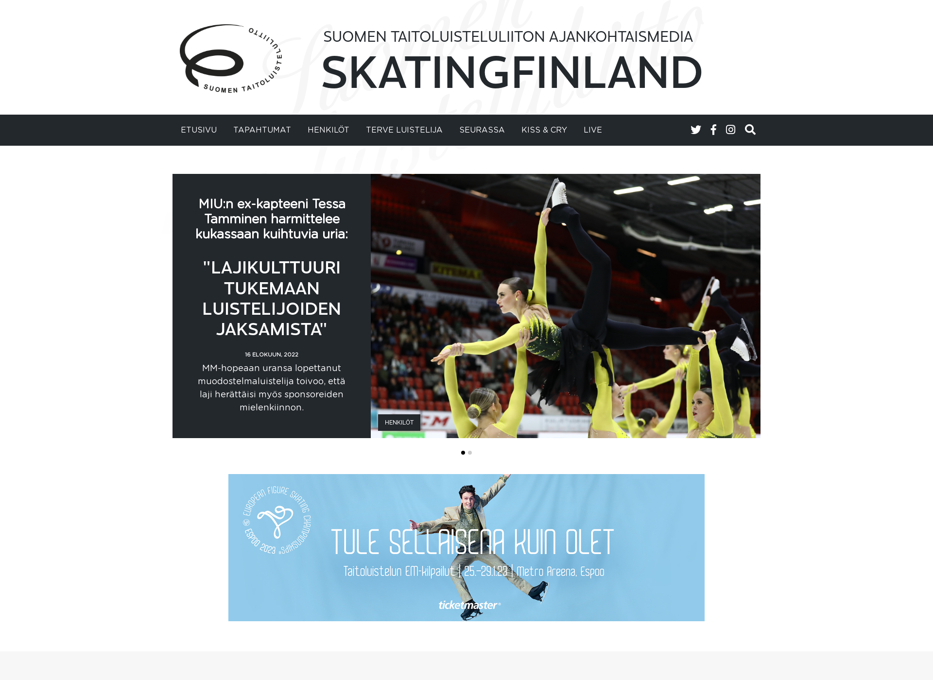 Skärmdump för skatingfinland.fi