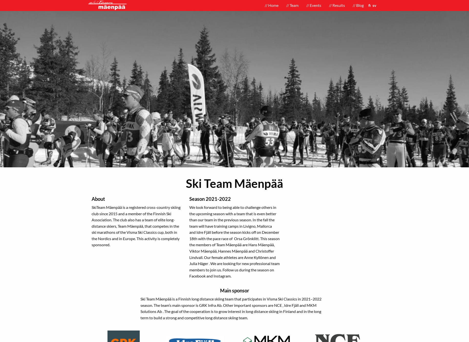 Skärmdump för skiteammaenpaa.fi