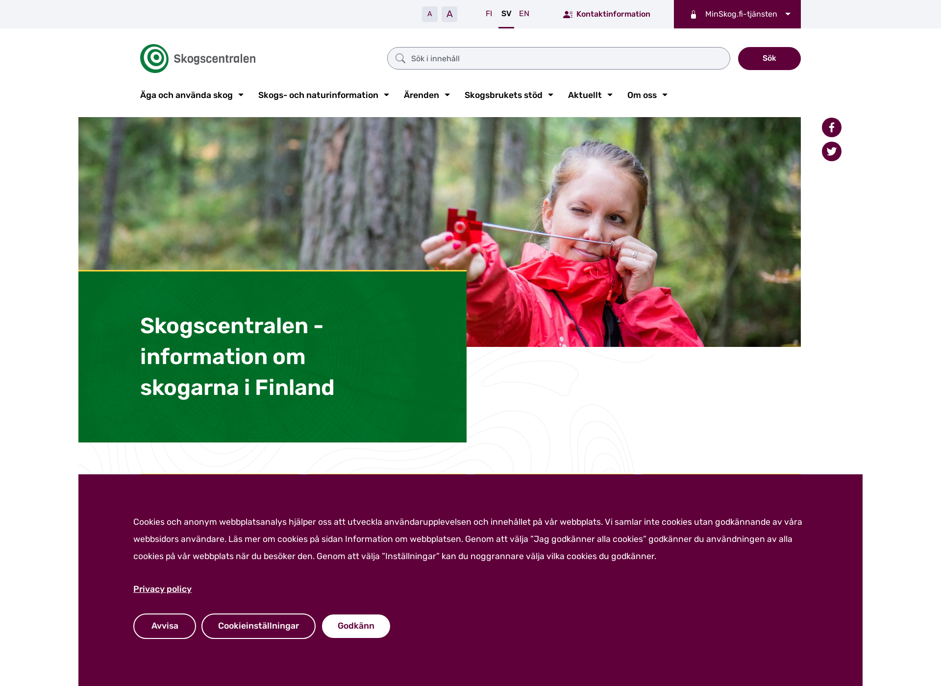Skärmdump för skogscentralen.fi