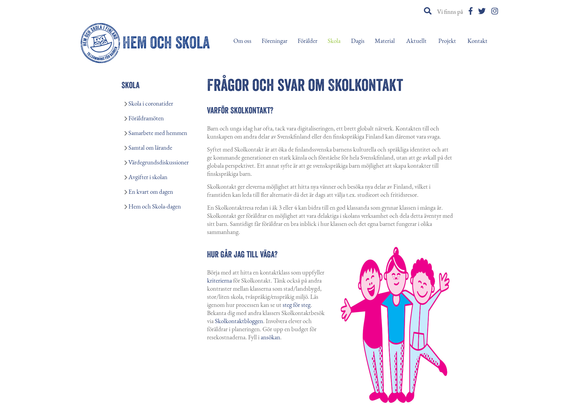 Skärmdump för skolkontakt.fi