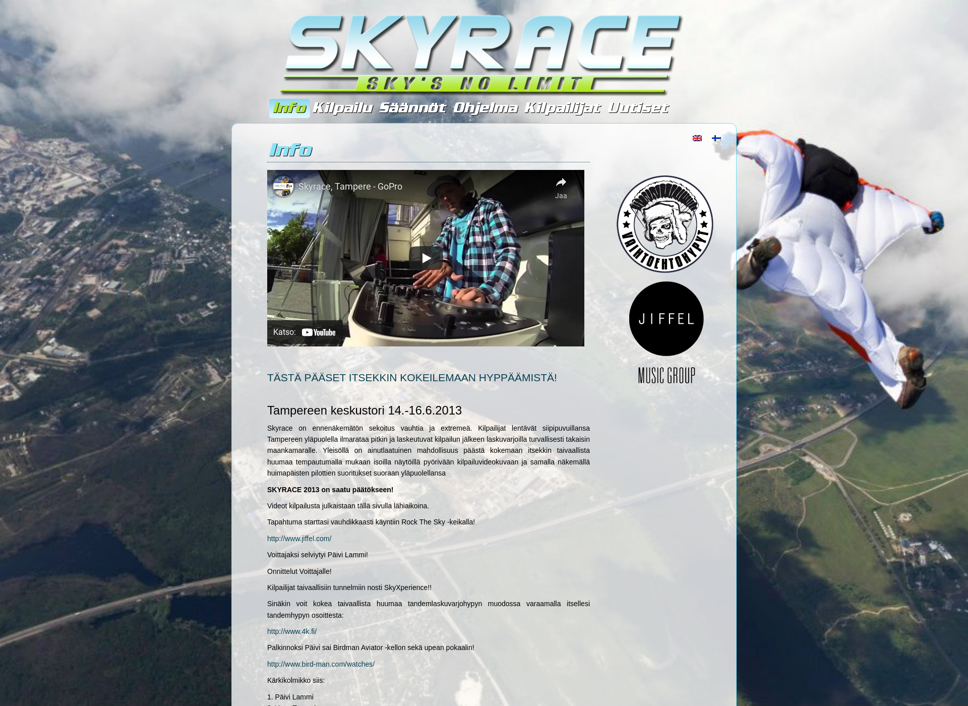 Skärmdump för skyrace.fi