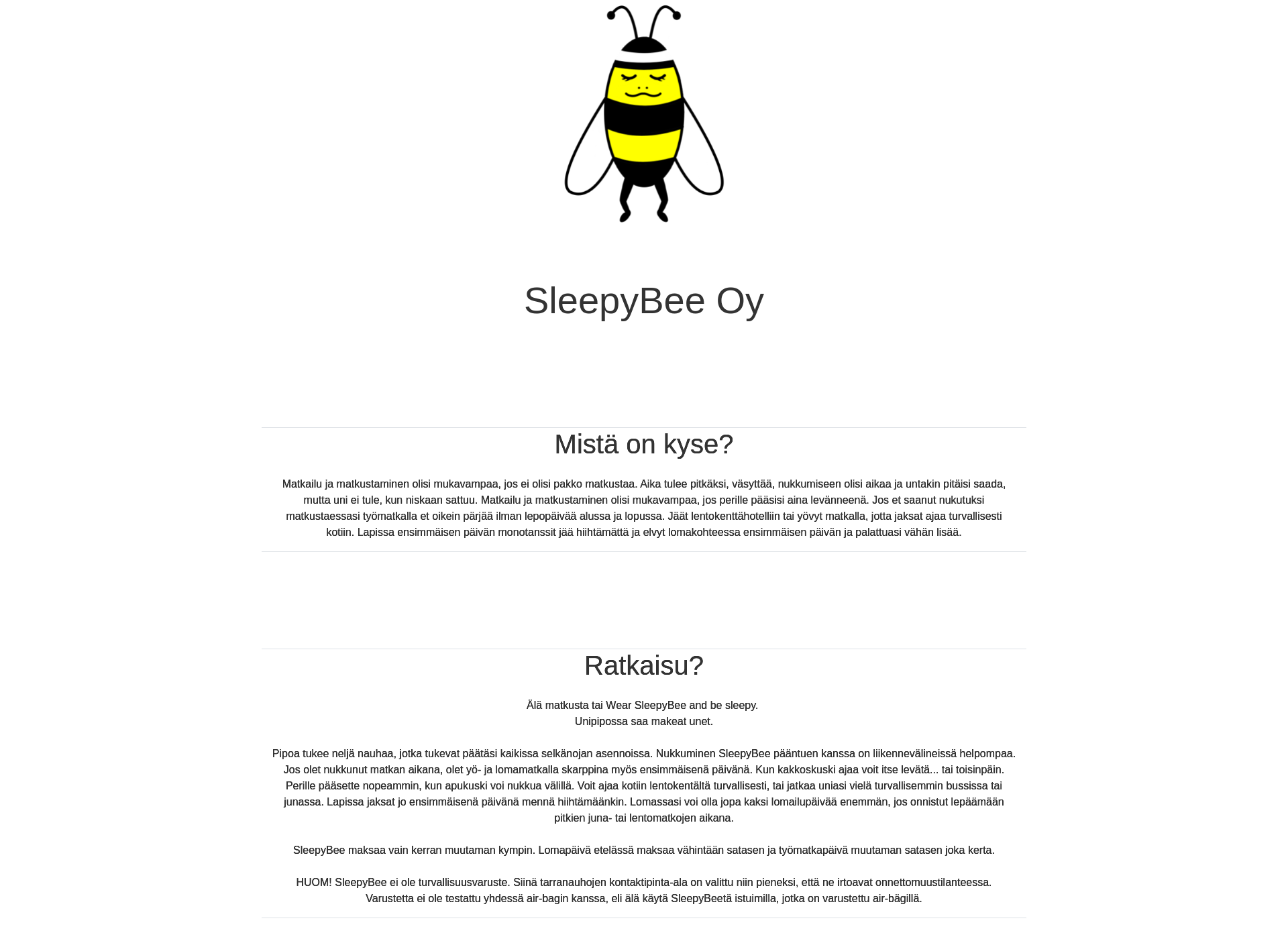 Skärmdump för sleepybee.fi