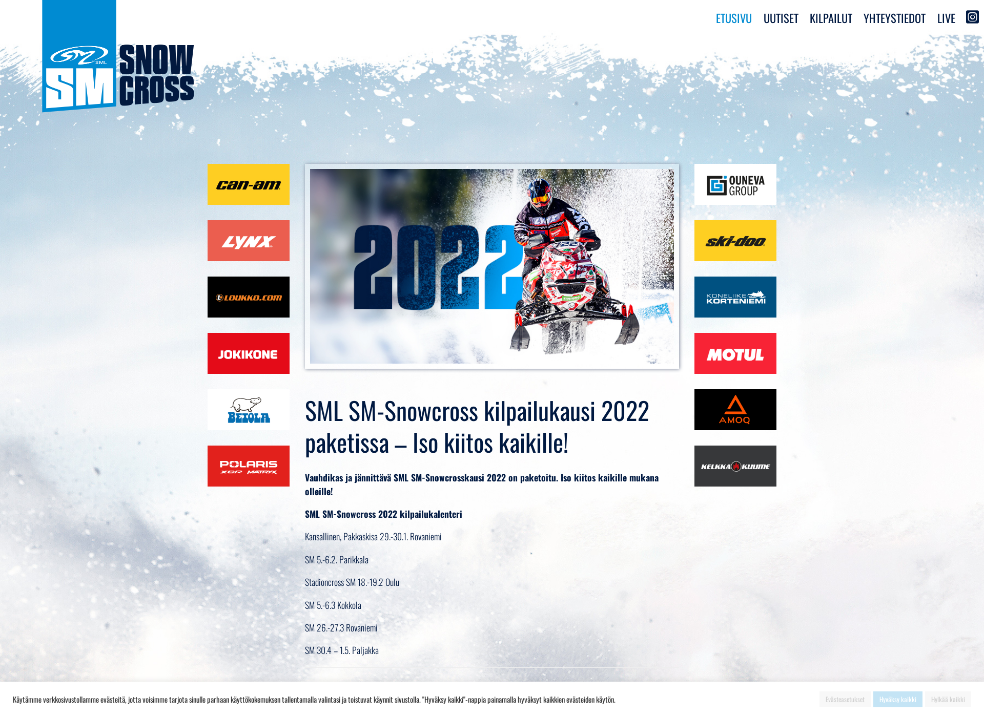 Skärmdump för sm-snowcross.fi