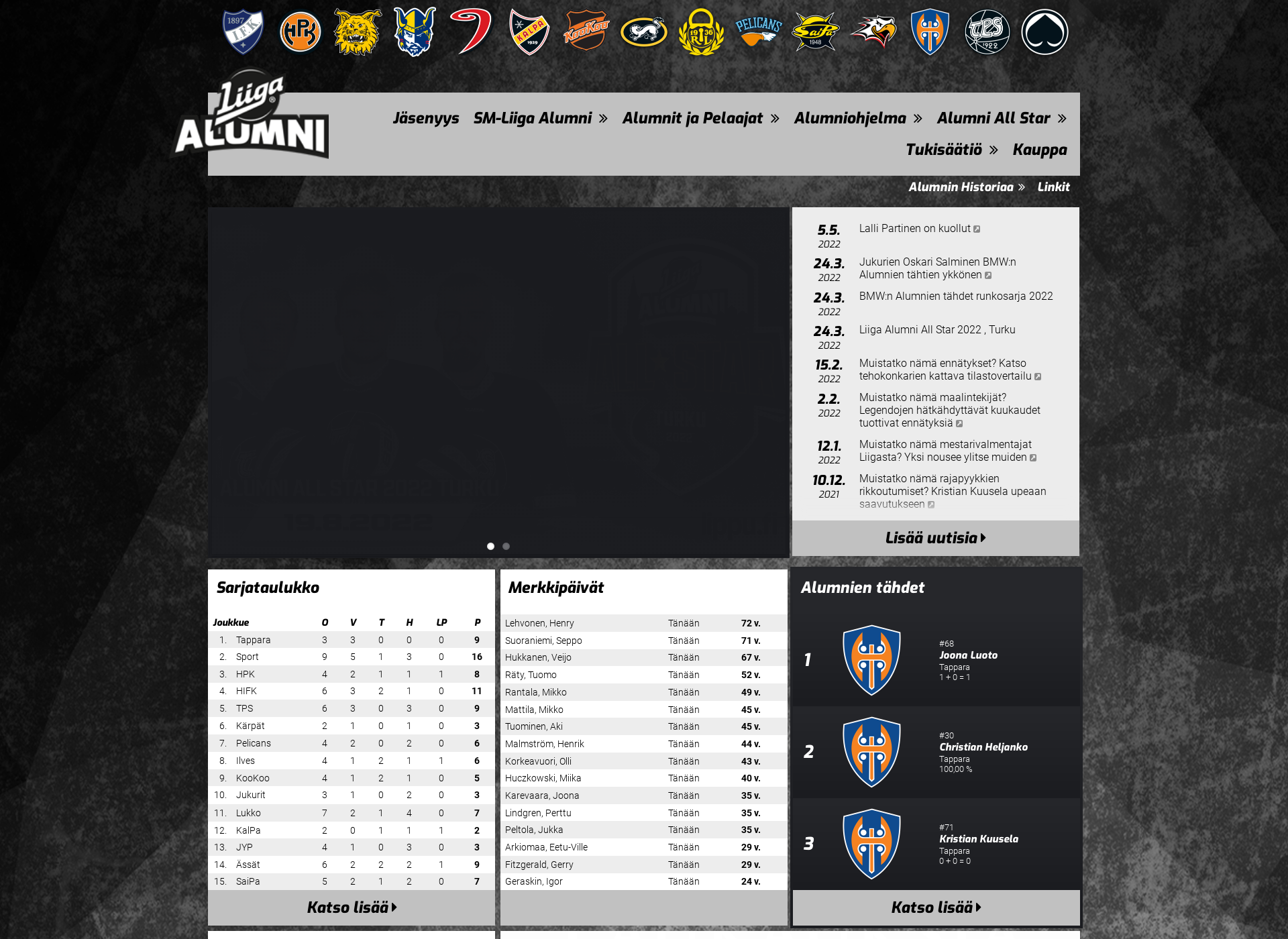 Screenshot for smliiga-alumni.fi