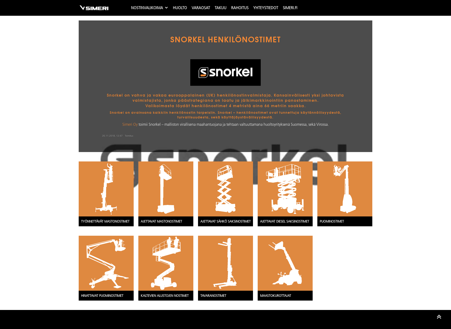 Screenshot for snorkellift.fi