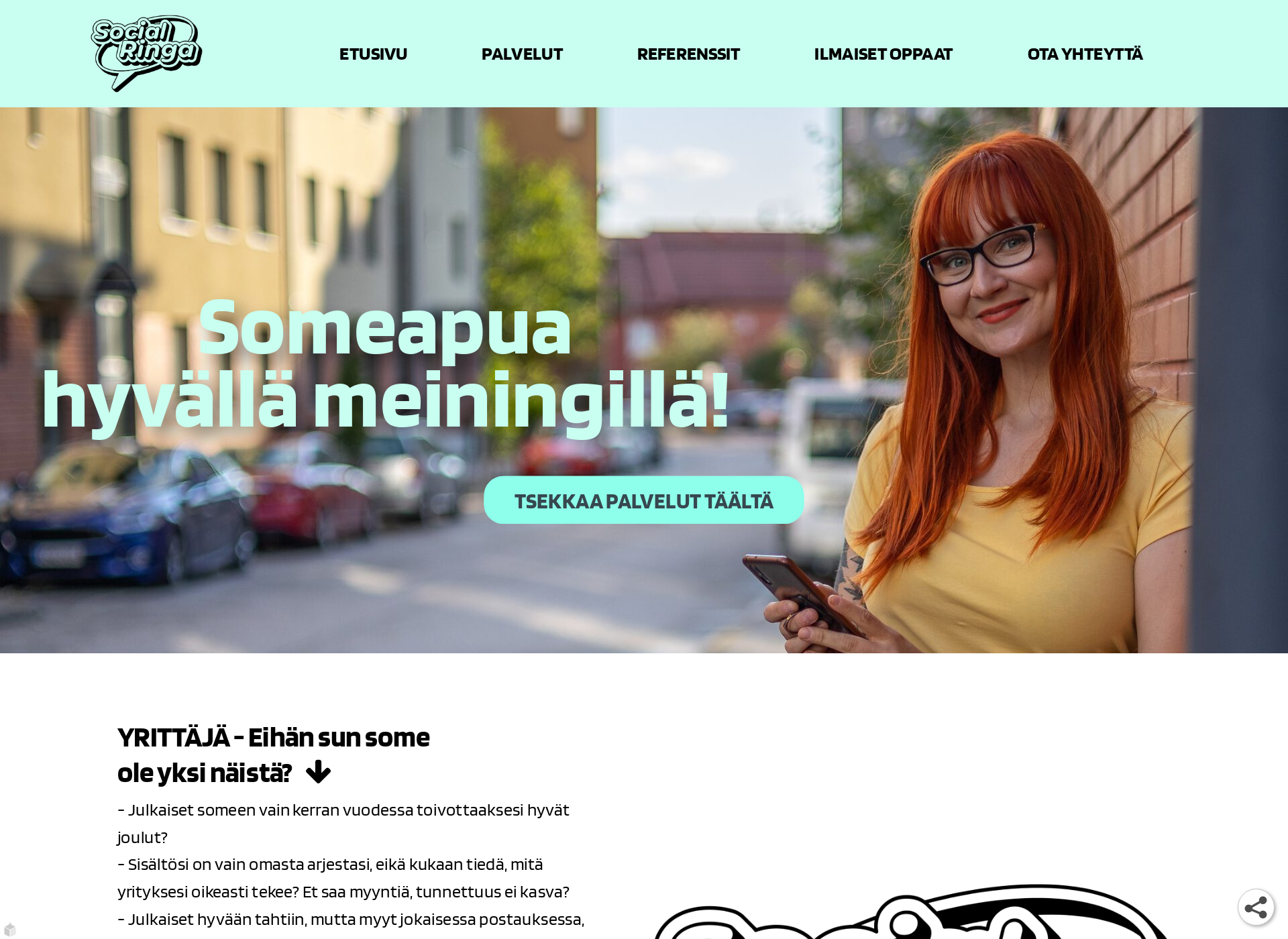 Skärmdump för socialringa.fi
