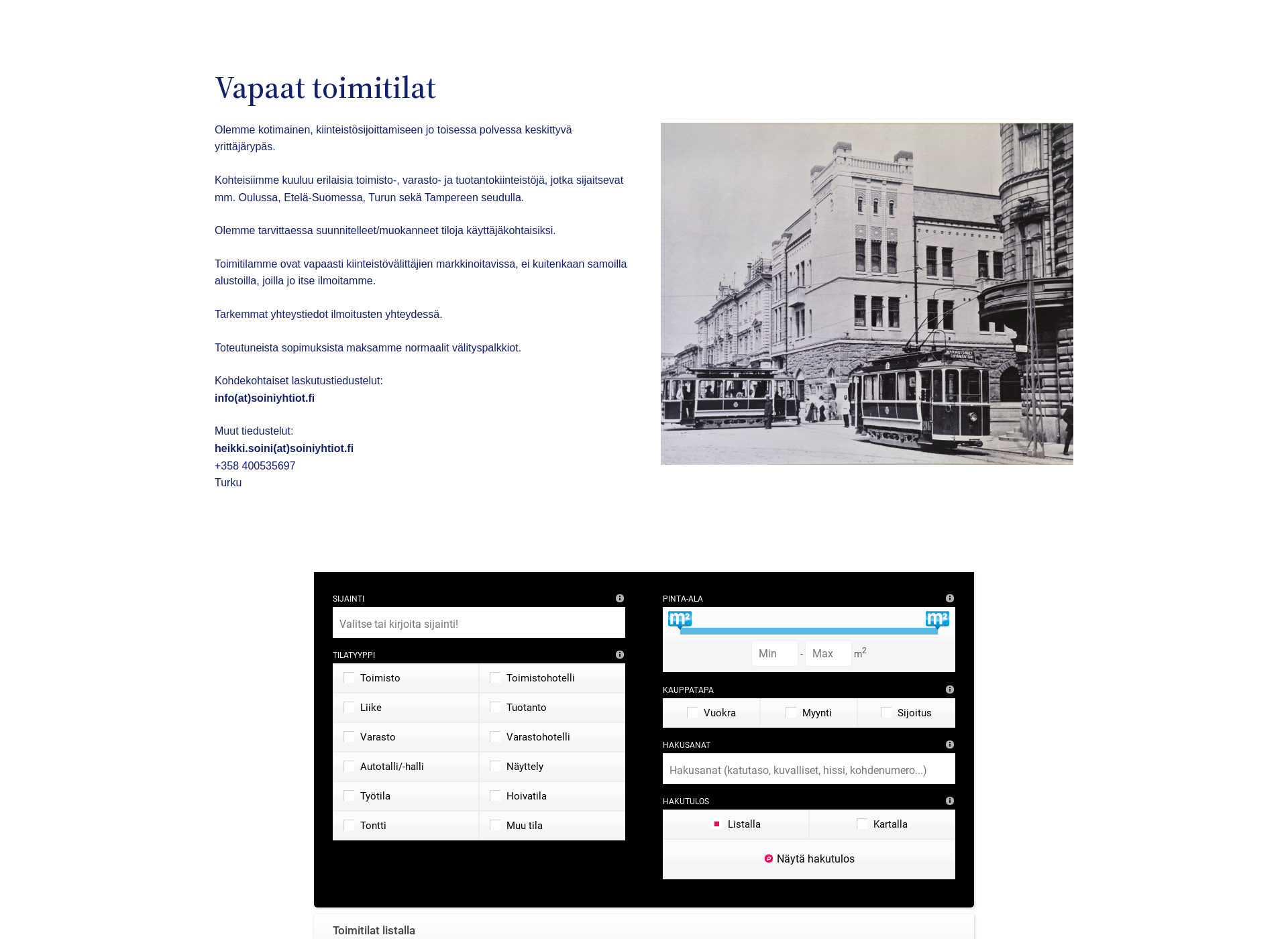Skärmdump för soiniyhtiot.fi