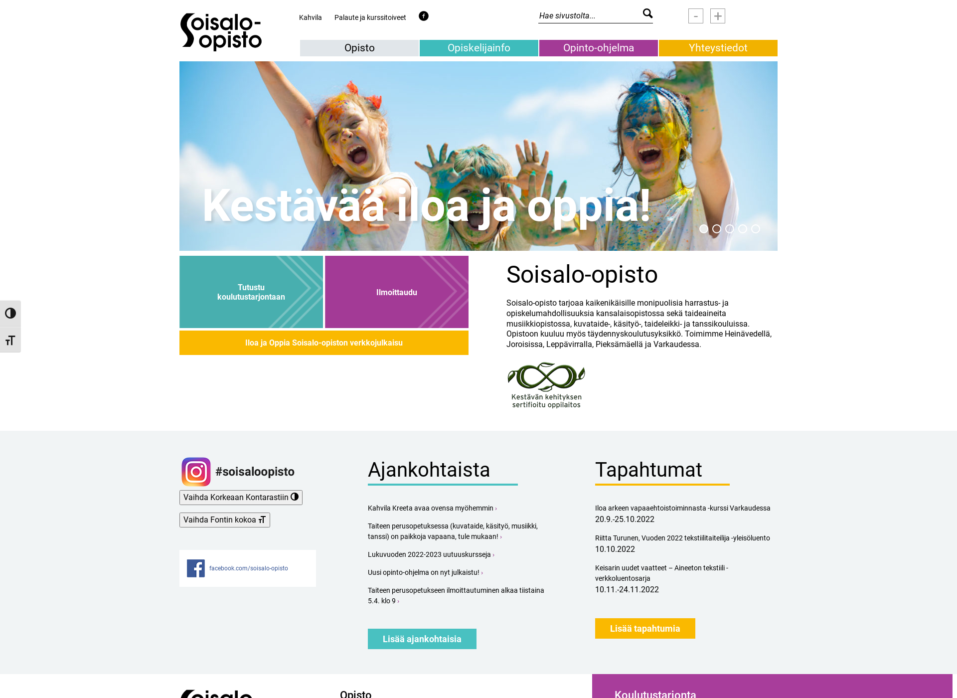 Skärmdump för soisalo-opisto.fi