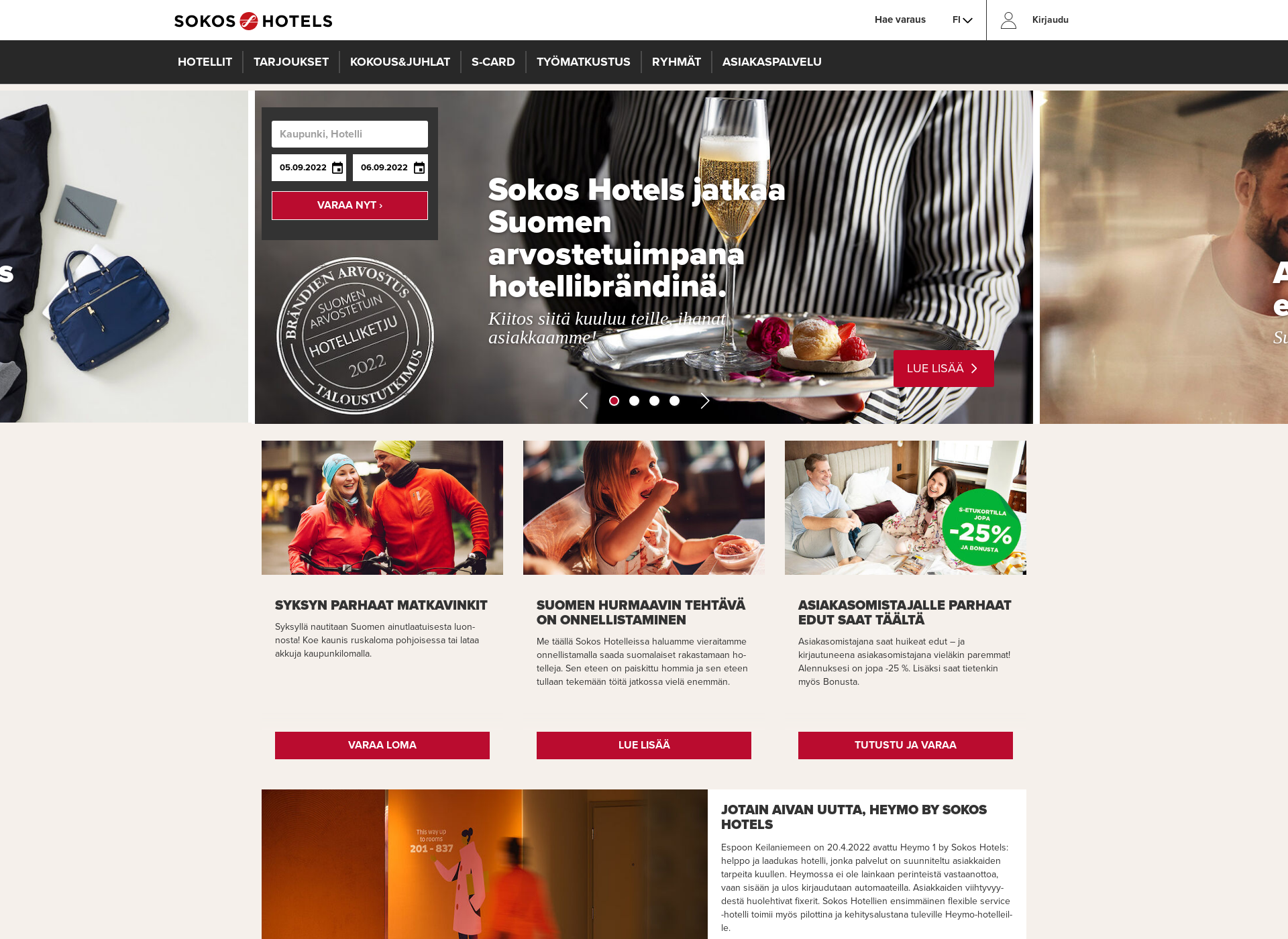 Screenshot for sokos-hotelli.fi