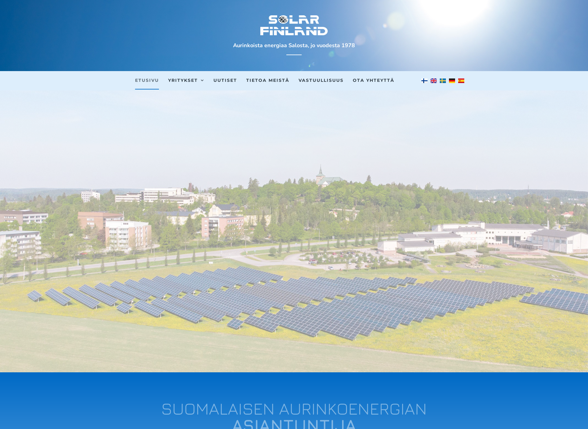 Skärmdump för solarfinland.fi