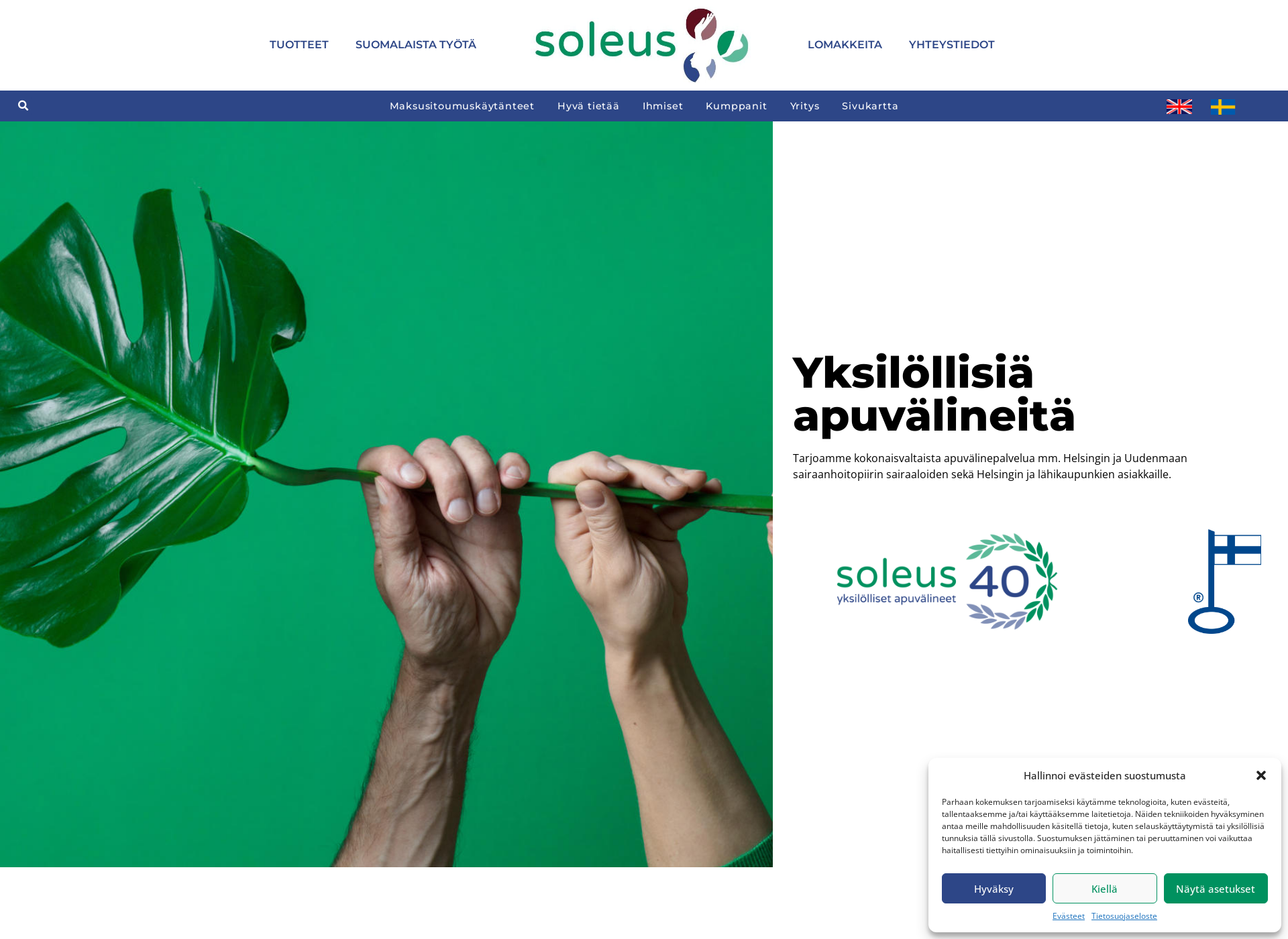 Skärmdump för soleus.fi