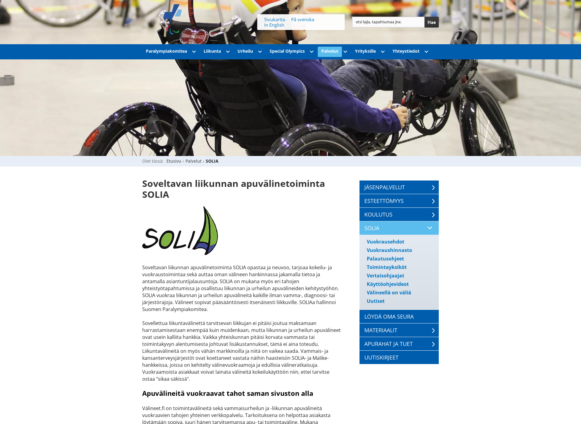 Screenshot for solia.fi
