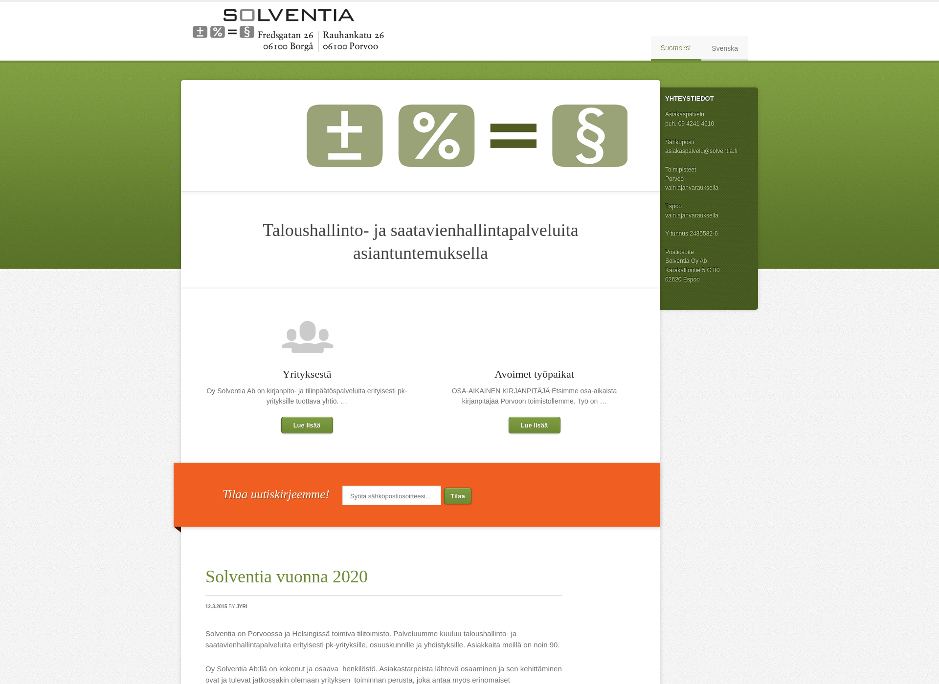 Screenshot for solventia.fi