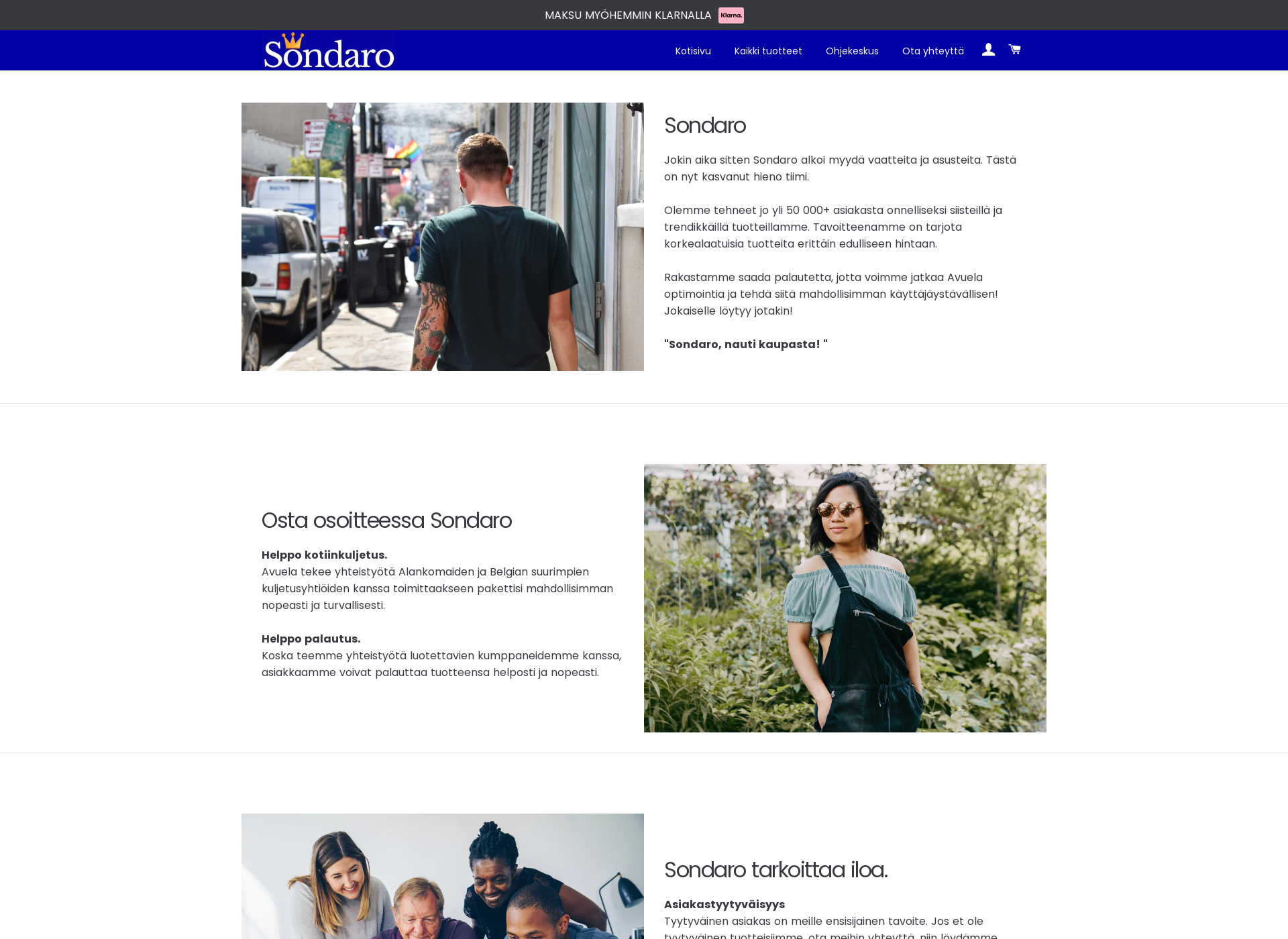 Skärmdump för sondaro.fi